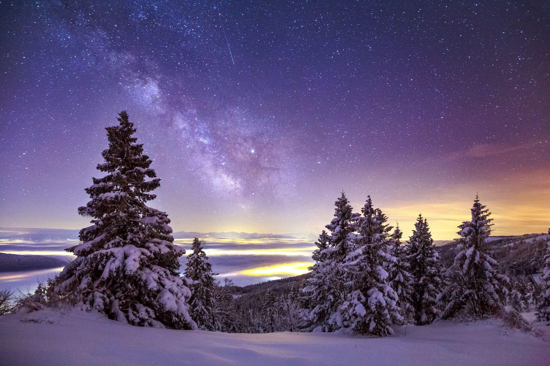 1920x1280 Wallpaper Of Milky Way, Sky, Snow, Starry, Sky Stars, Way Winter Night Sky