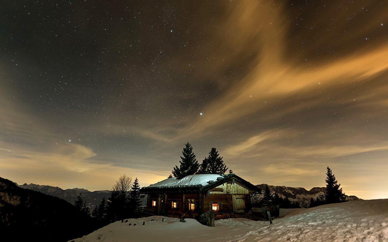 1280x800 Photo Winter Nature Sky Snow night time Clouds Seasons