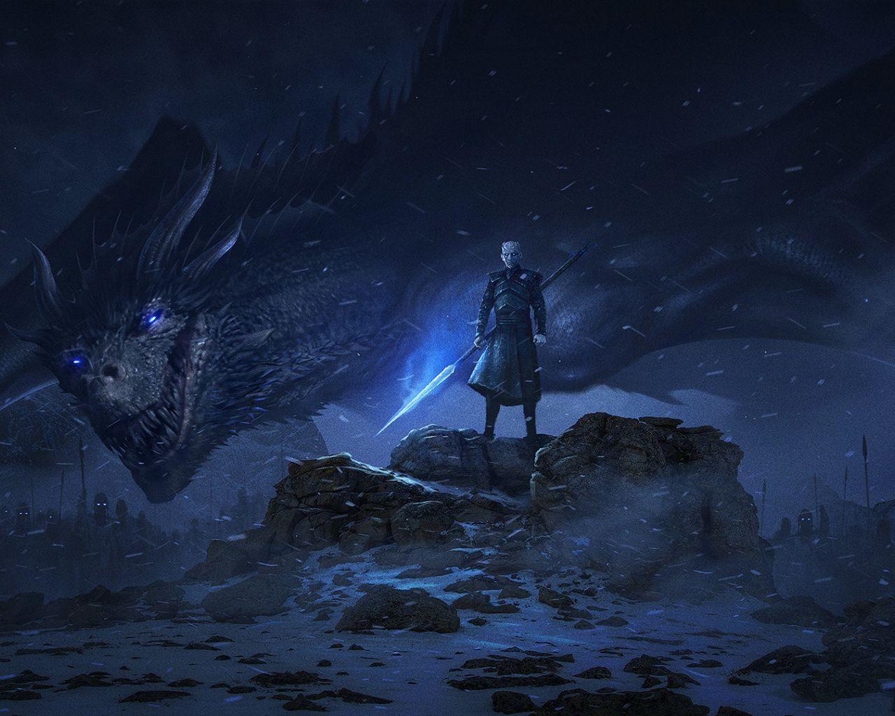 1280x1024 Download 1280x1024 wallpaper dragon and night king, artwork, game of thrones, standard 5: fullscreen, 1280x1024 HD image, background, 9946