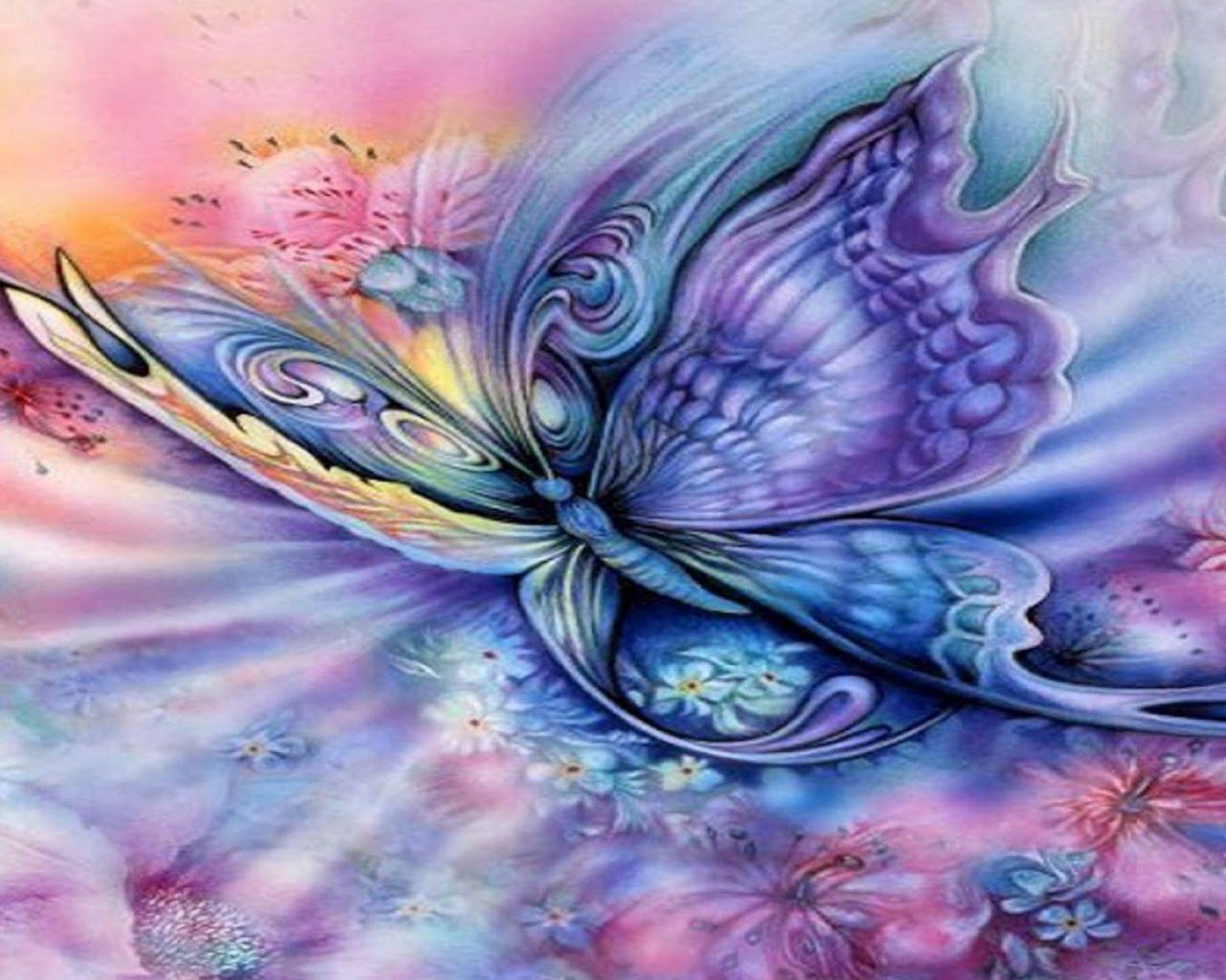 1280x1024 Pastel Butterfly Background