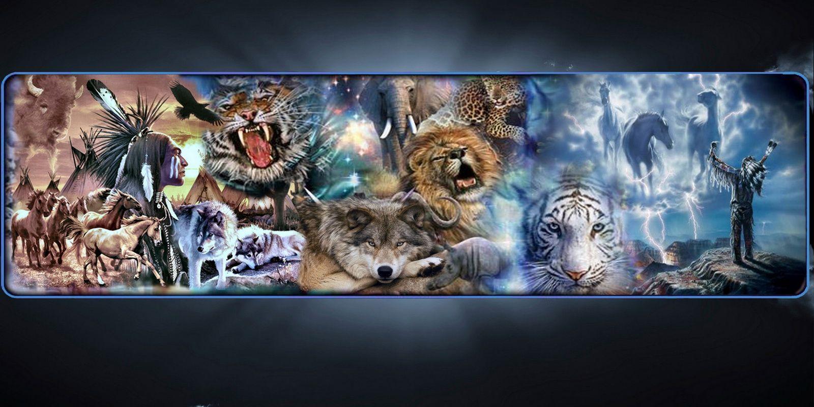 1600x800 Other: Wolf Africa Native Lion Buffalo Scene Eagle Tiger Wallpaper