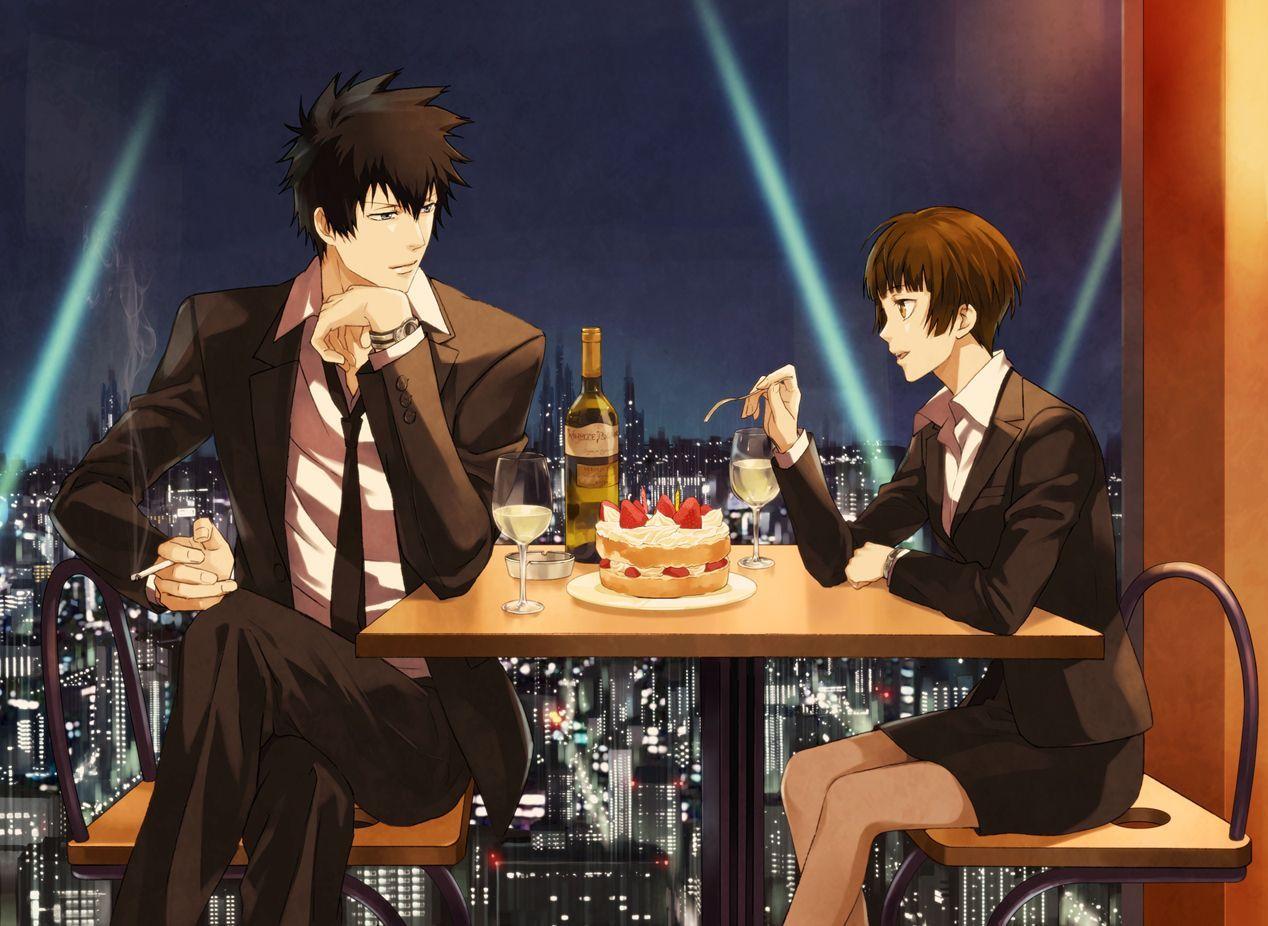 1268x926 black hair blue eyes brown eyes brown hair cake cigarette city drink