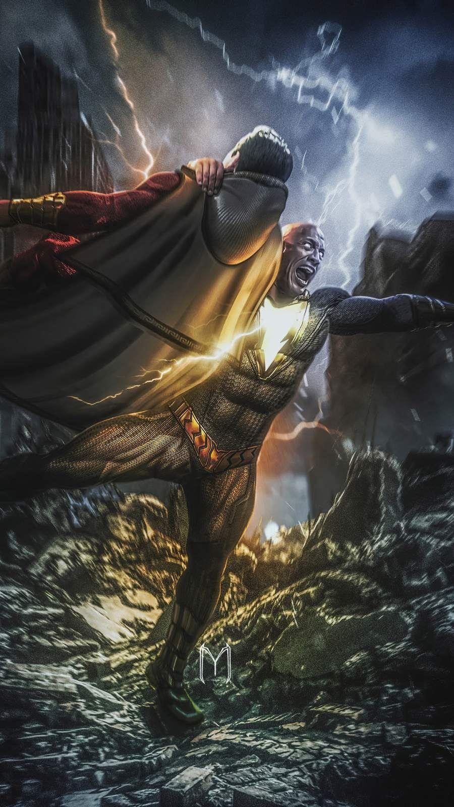 900x1600 Black Adam vs Shazam iPhone Wallpaper. Shazam, Iron man artwork, Captain marvel shazam