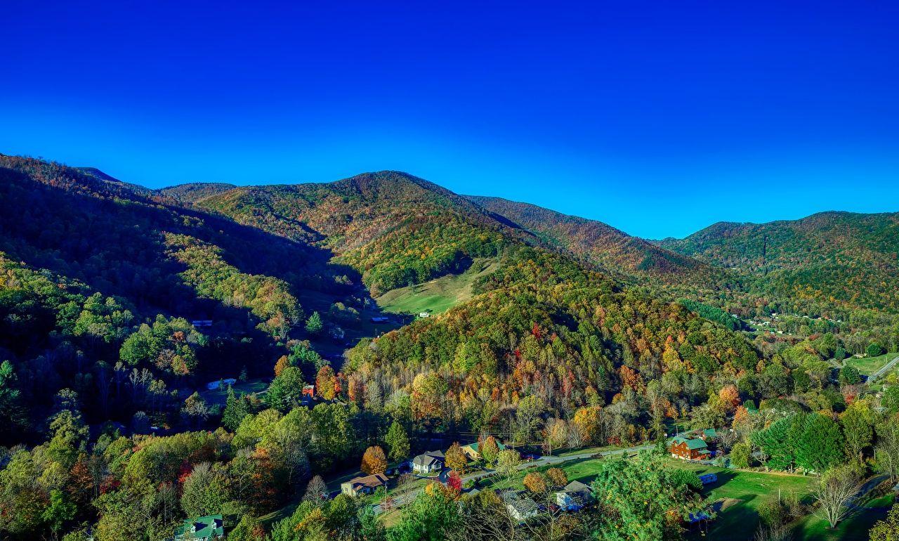 1280x770 Wallpaper USA Village North Carolina Nature Autumn mountain Forests