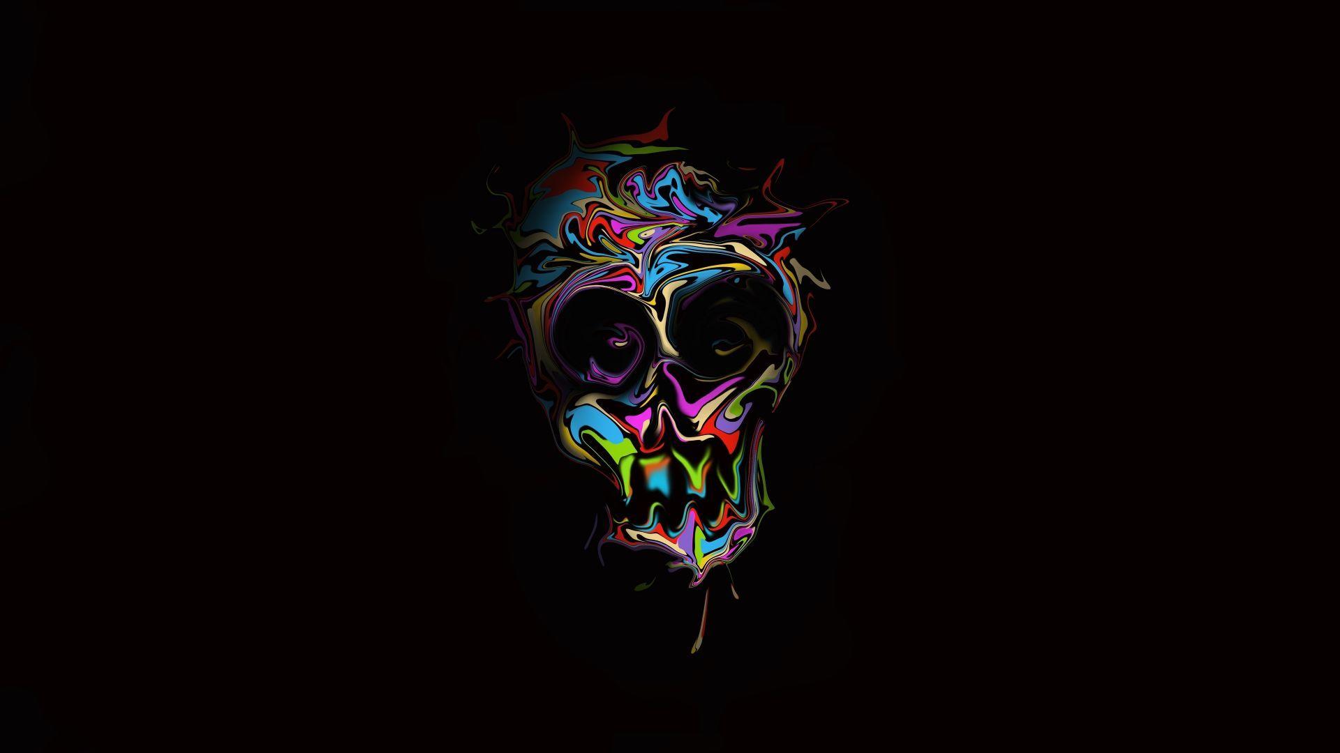 1920x1080 Desktop wallpaper glitch, colorful skull, dark, artwork, HD image, picture, background, 1225a6