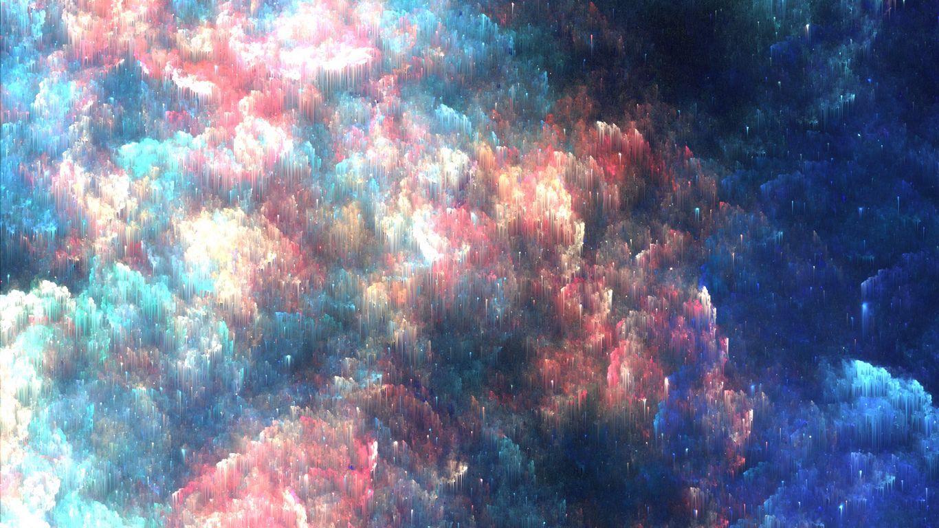 1366x768 Download wallpaper 1366x768 cloud, glitch, colorful, abstraction, bright tablet, laptop HD background