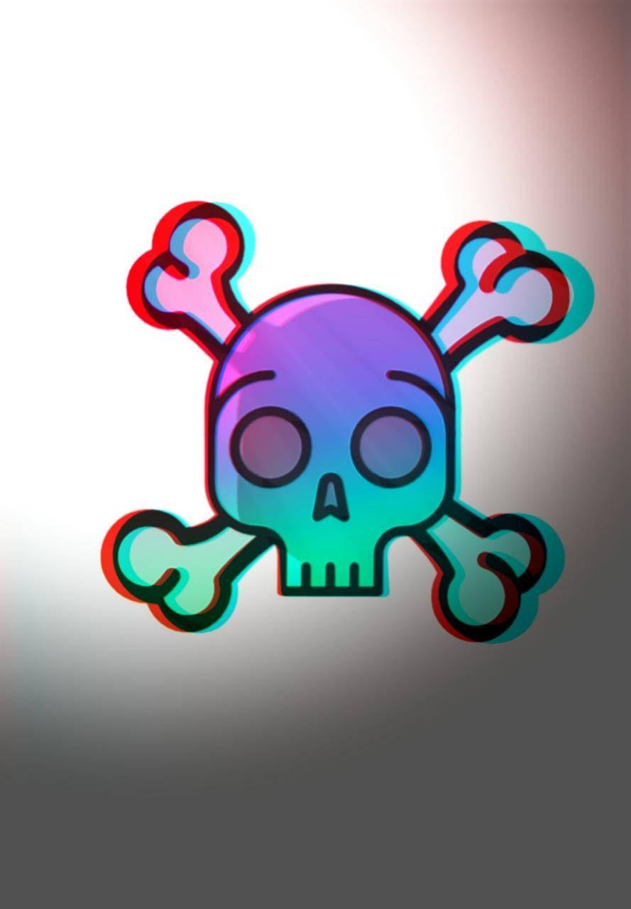 889x1280 Glitch Skull wallpaper