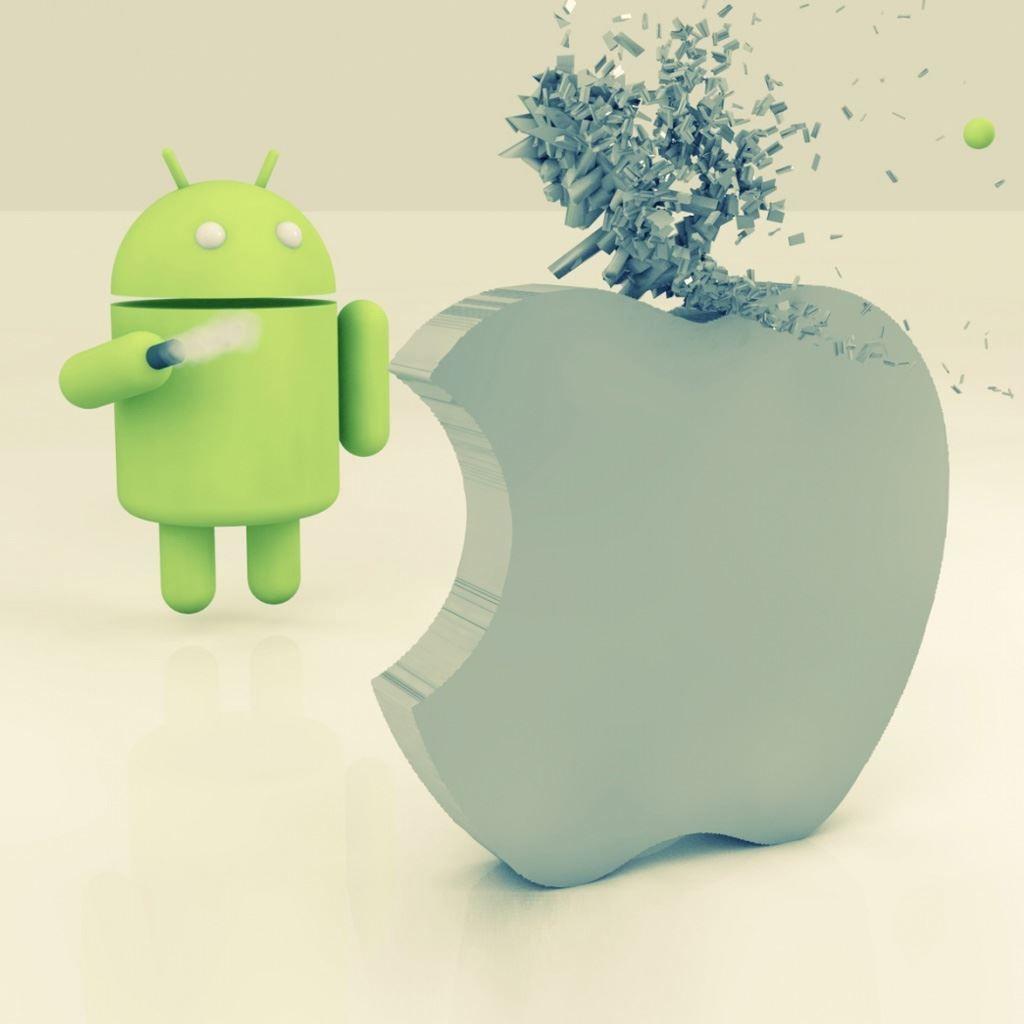 1024x1024 Android versus Apple iPad Wallpaper Free Download