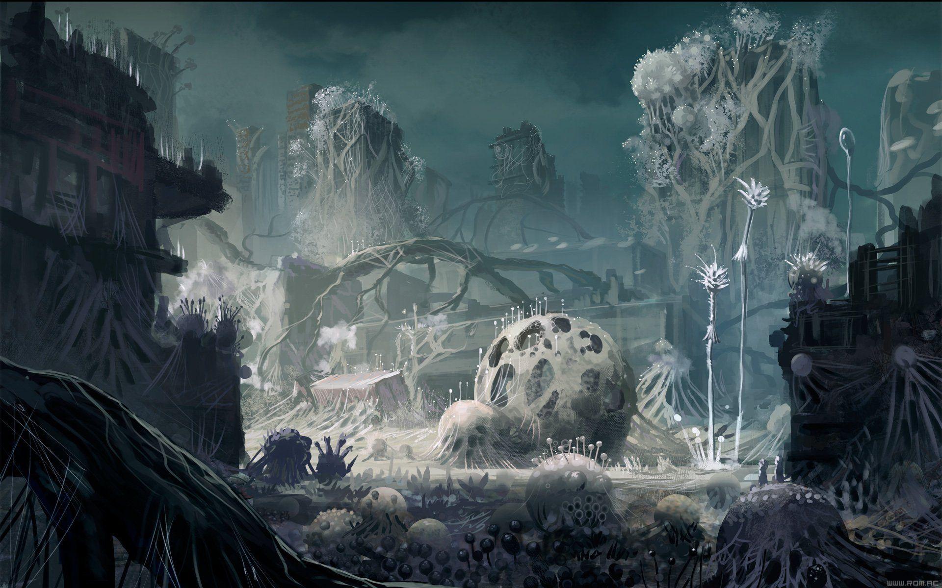 1920x1200 romantically, Apocalyptic, Fantasy, Sci fi, City, Forest, Ruins Wallpaper HD / Desktop and Mobile Background