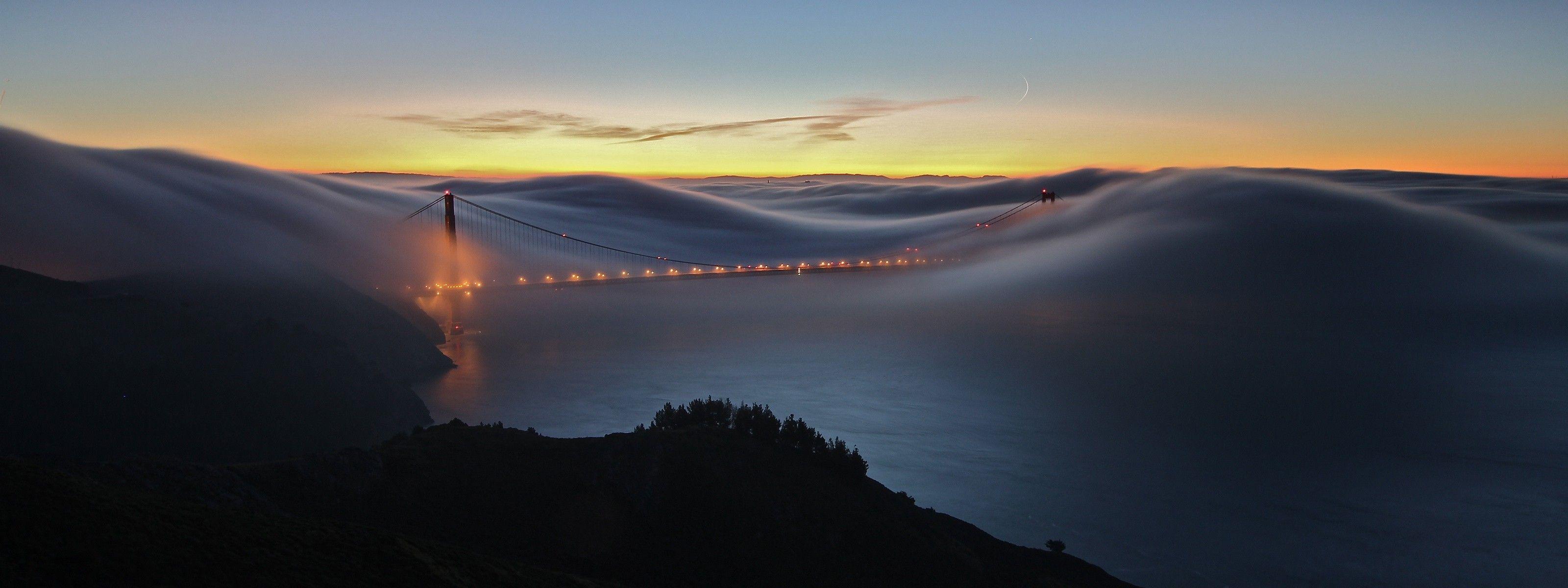 3200x1200 Golden Gate Bridge with fog