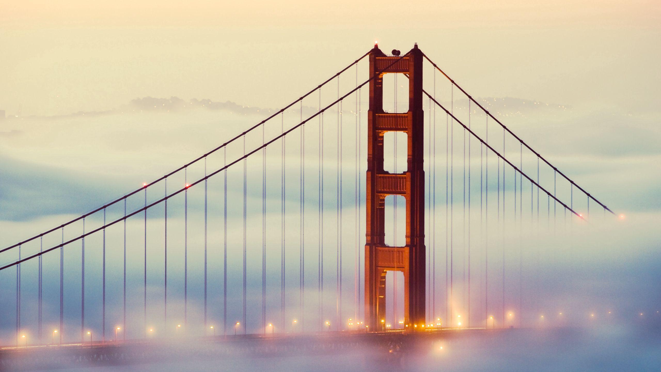 2560x1440 Download wallpaper 2560x1440 san francisco, fog, bridge, construction widescreen 16:9 HD background