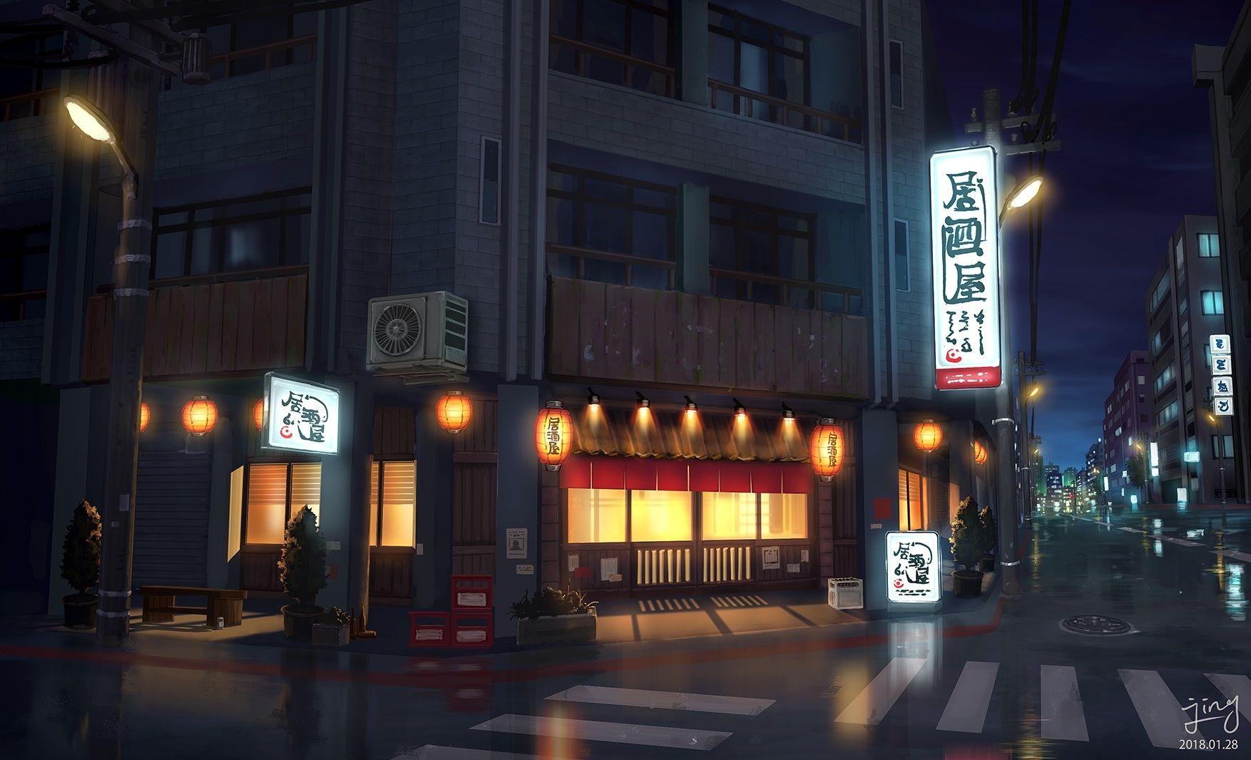 Anime Night Street Wallpapers - Top Free Anime Night Street Backgrounds -  WallpaperAccess