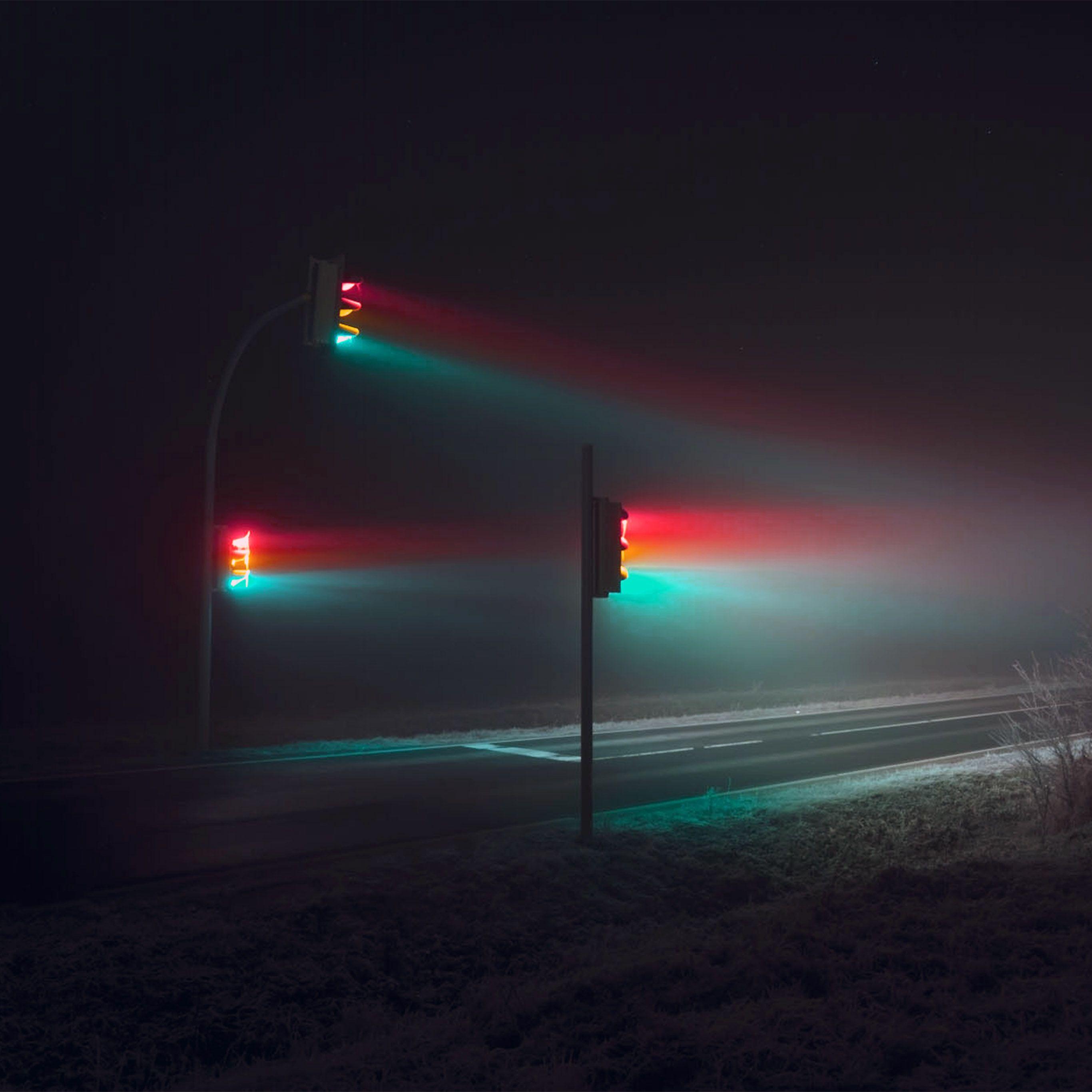 2732x2732 Light Night Street Dark Illustration Art Wallpaper