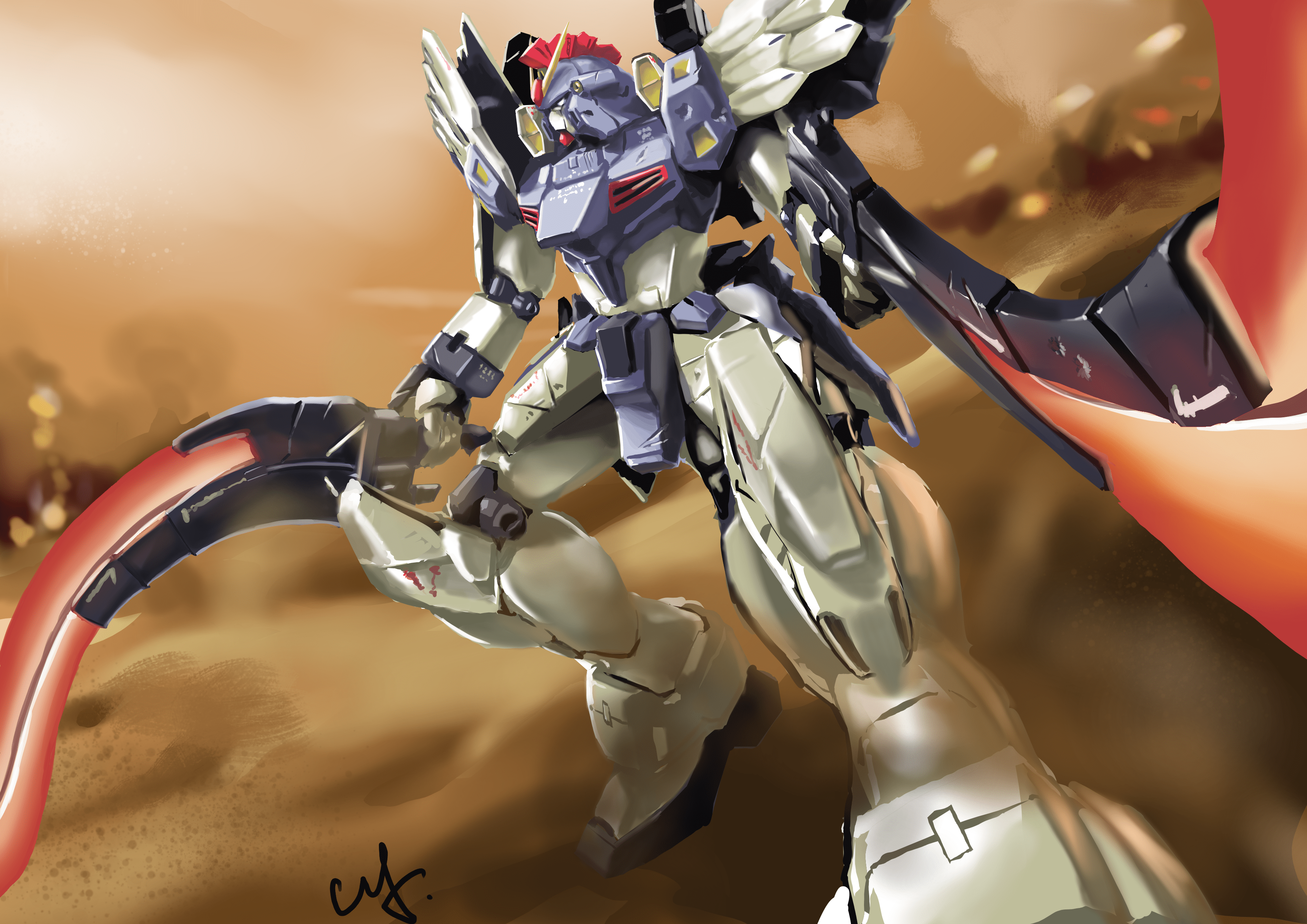 3508x2480 XXXG 01SR2 Gundam Sandrock Custom Suit Gundam Wing By CYK Anime Image Board