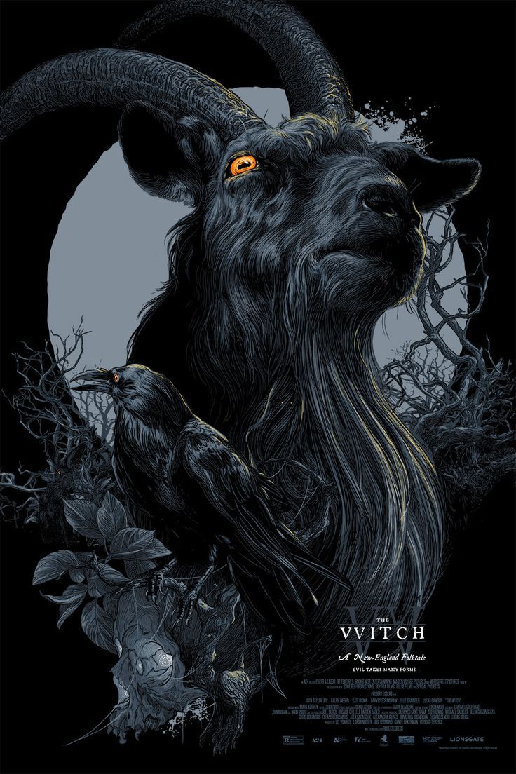 736x1104 Eerie Goat Illustration in Front of Full Moon. Widder tattoos, Alternative filmplakate, 3D zeichnen