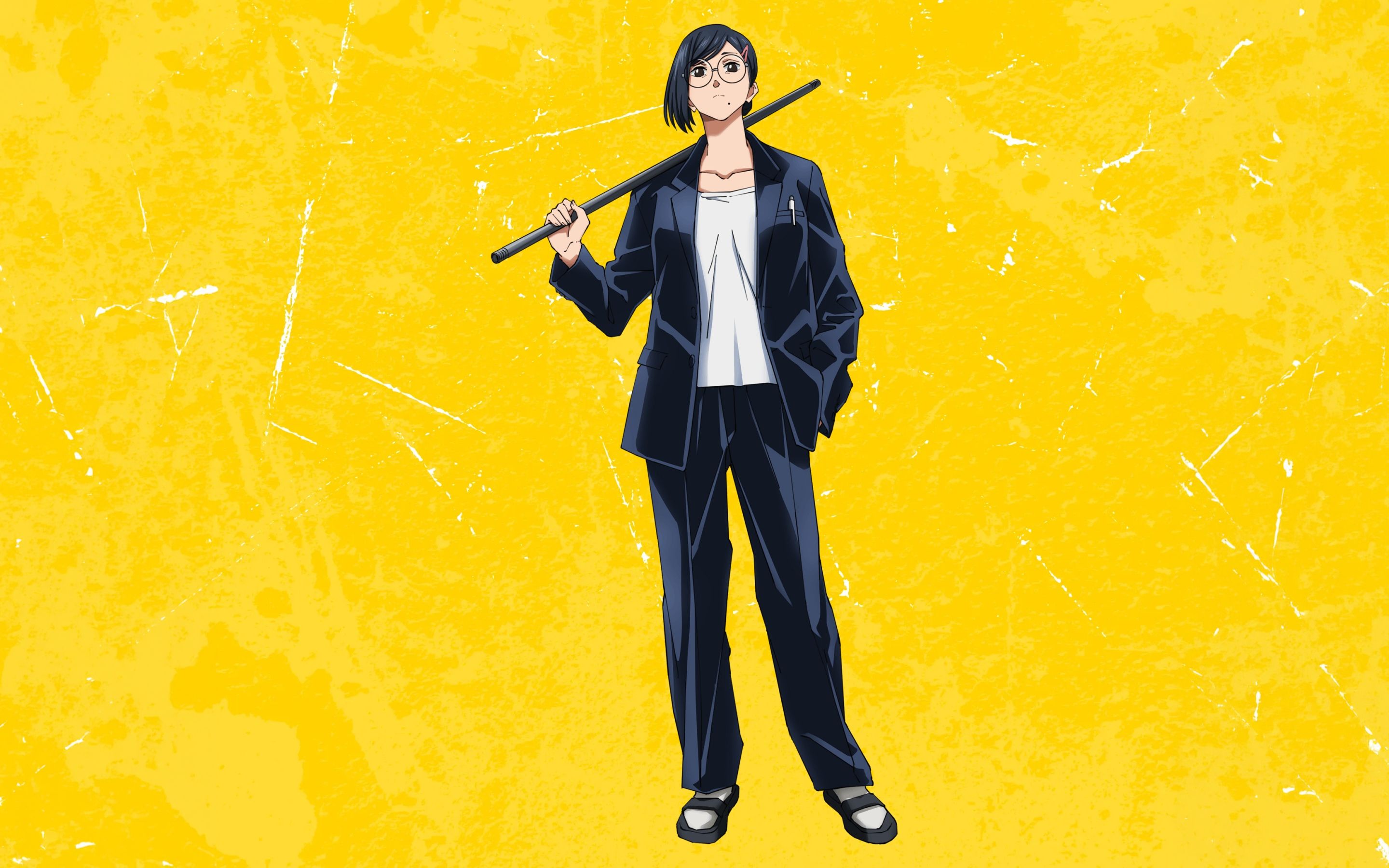 2880x1800 Taro Sakamoto (Wife) Wallpaper 4K, Sakamoto Days, Yellow background