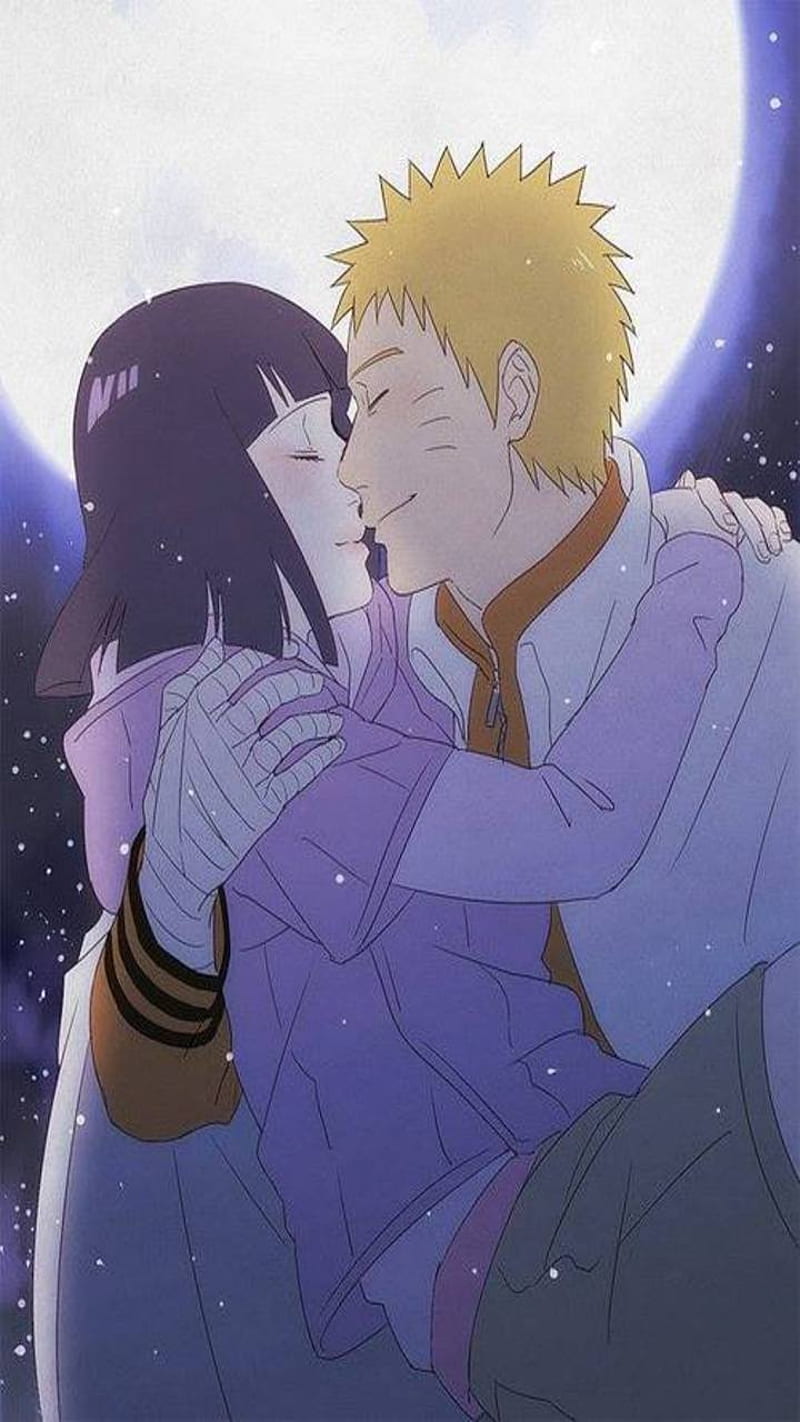 800x1422 Naruhina, anime, hinata, husband, kiss, love, moon, naruto, night, wife, HD phone wallpaper