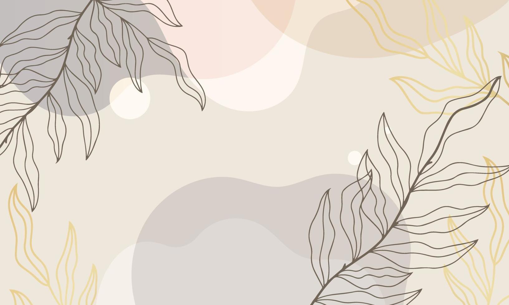 1633x980 Botanical Abstract art background vector. Luxury minimal style wallpaper with golden line art flower and botanical leaves, Organic shapes, Vector background for banner