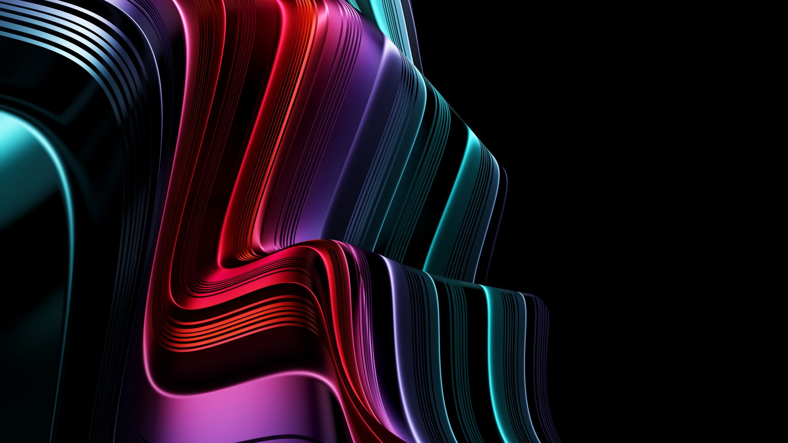 2560x1440 3D lines Wallpaper 4K, 3D Art, Black background