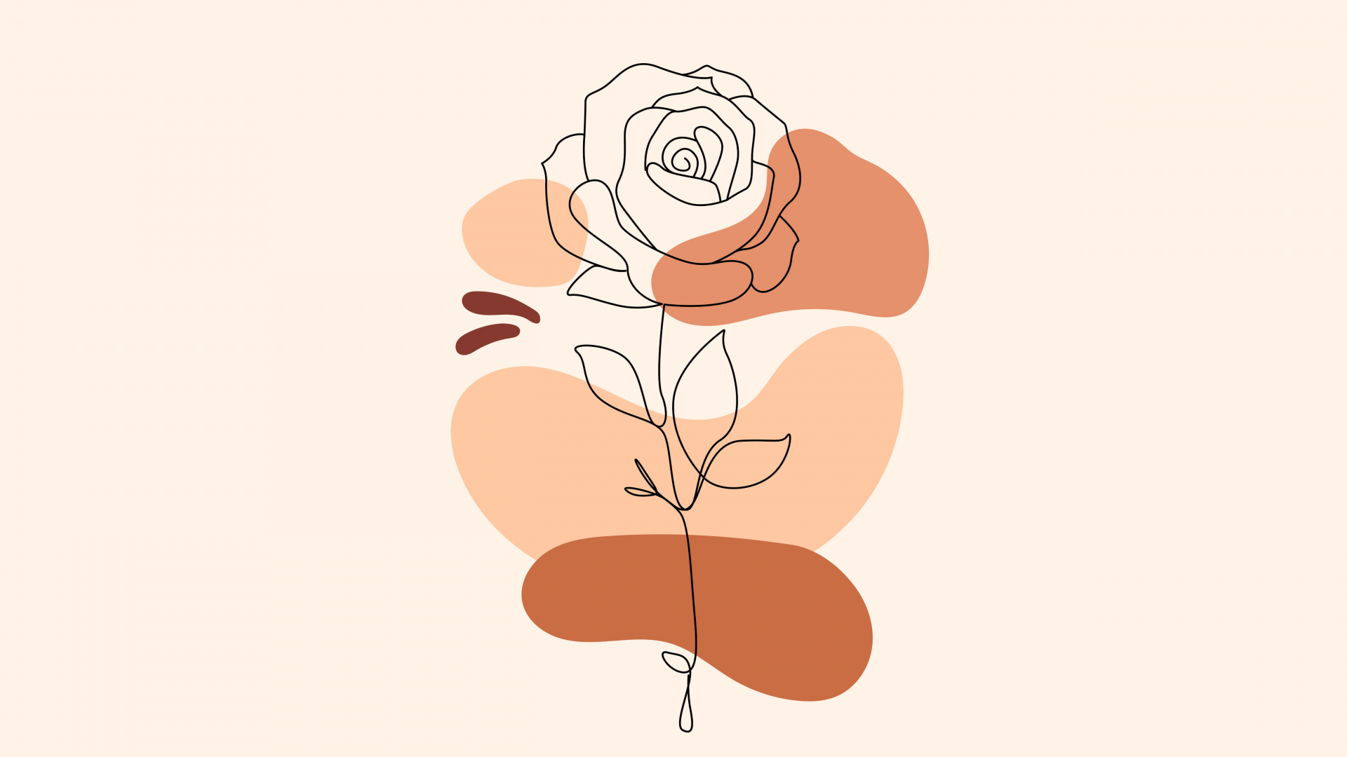 1920x1080 Rose flower Wallpaper 4K, Boho art, Minimalist, Old Lace