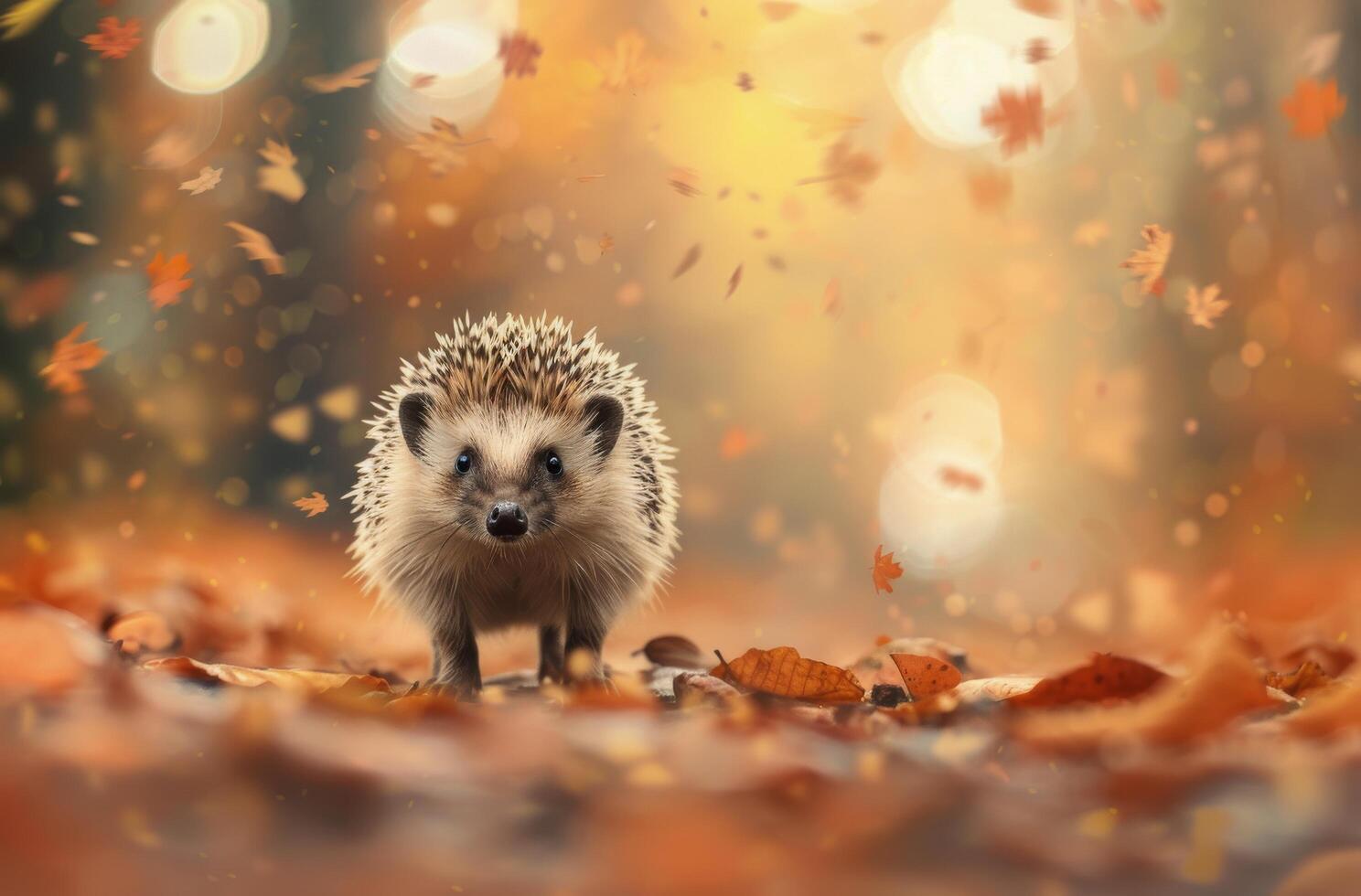 1488x980 Igel Im Herbst Blätter Mit Fallen Blätter Im Ein Wald Rahmen 49088855 Stock Photo Bei Vecteezy