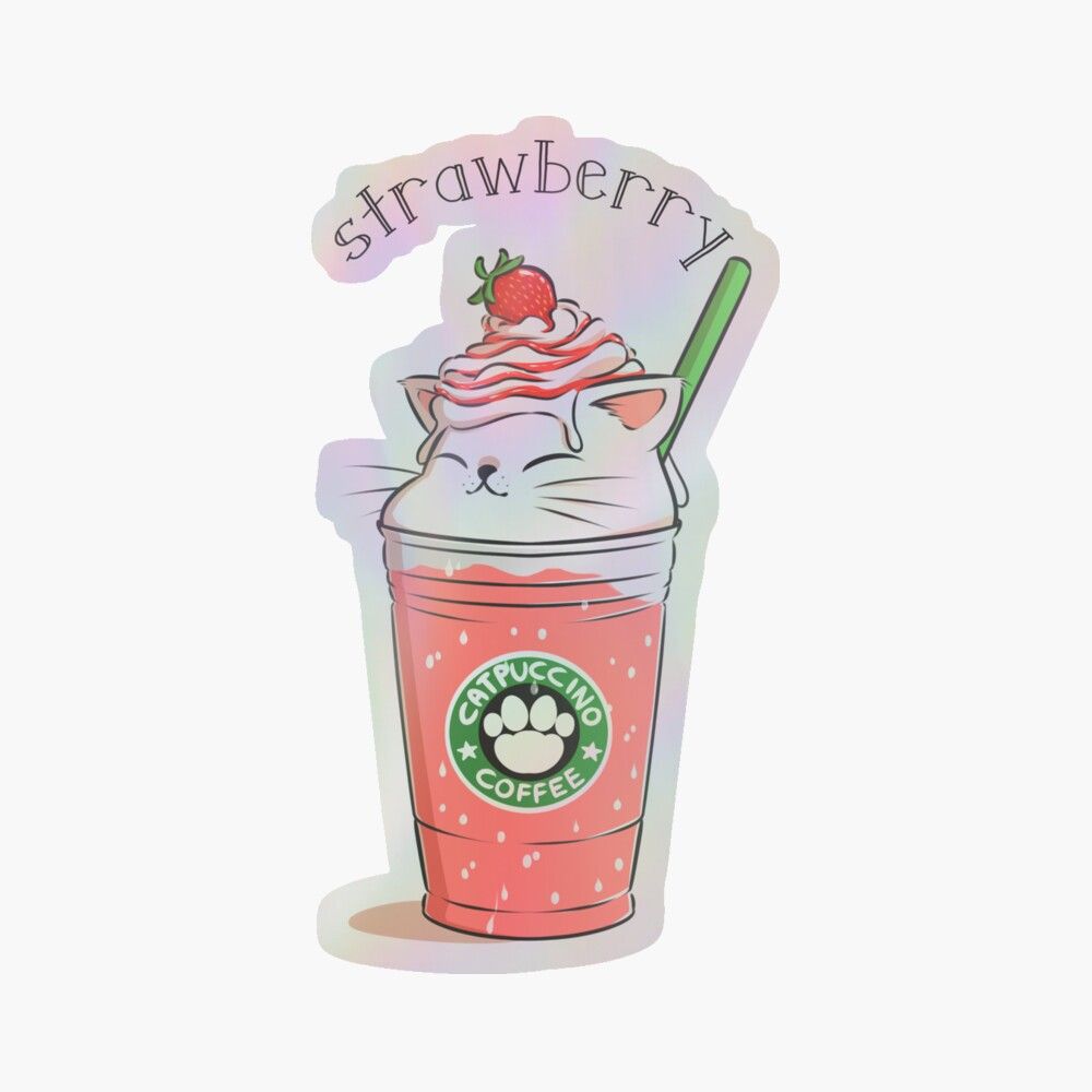1000x1000 Strawberry CATpuccino Greeting Card