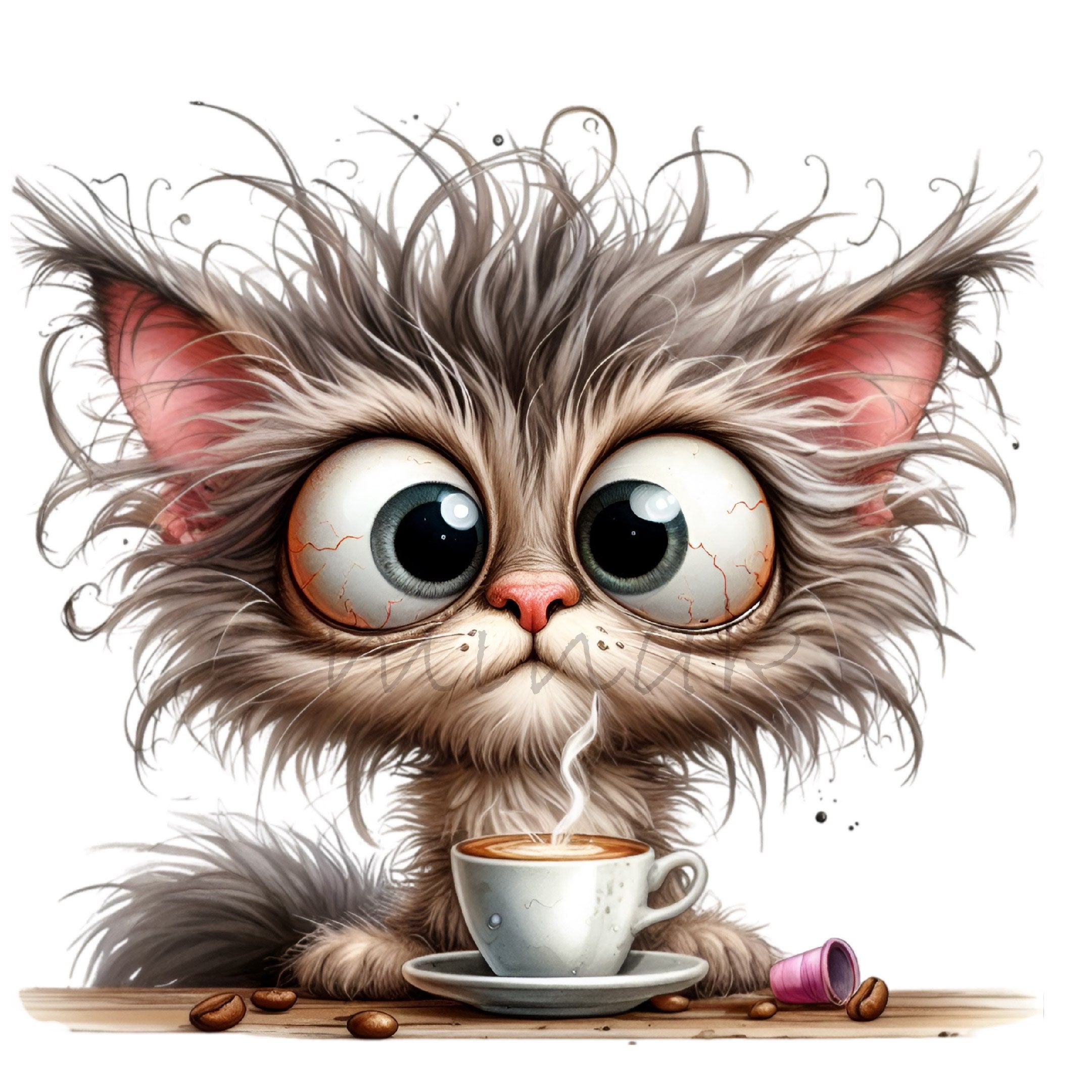 2161x2161 Cute Coffee Cats Cartoons A Cat In Coffee Cup Cute Cartoon White Background That Reads Catpuccino