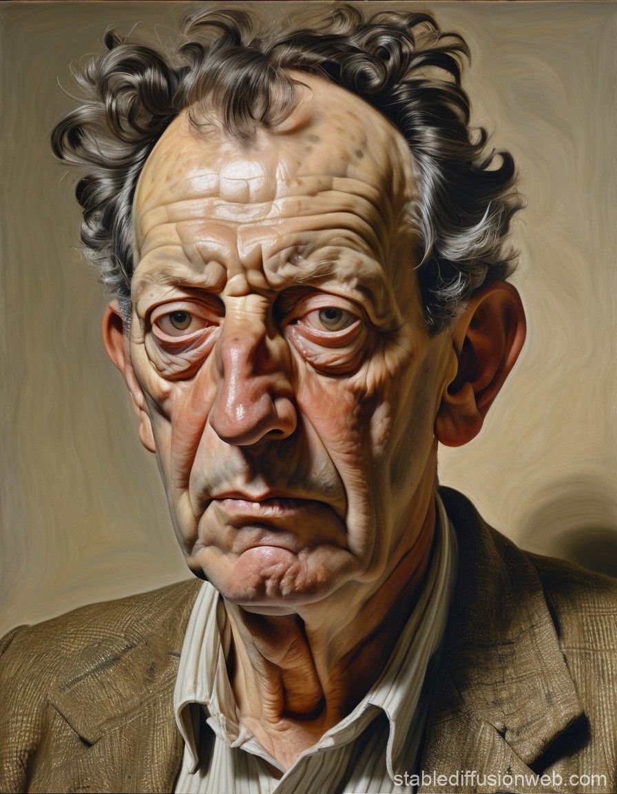 896x1152 Lucian Freud Portrait. Stable Diffusion Online