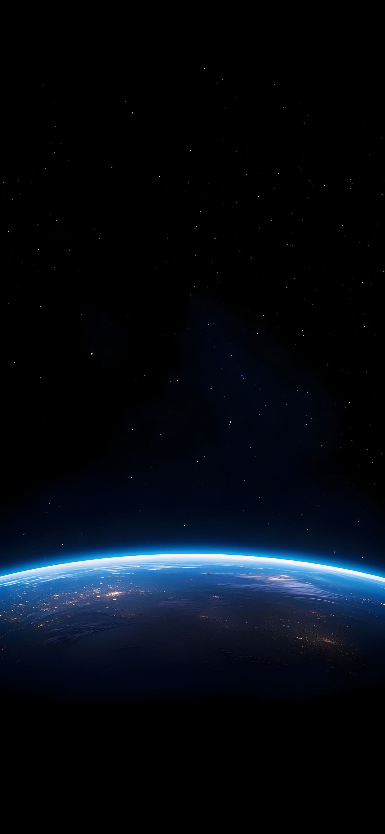 1326x2868 OLED Black Earth Horizon Blue Glow Wallpaper