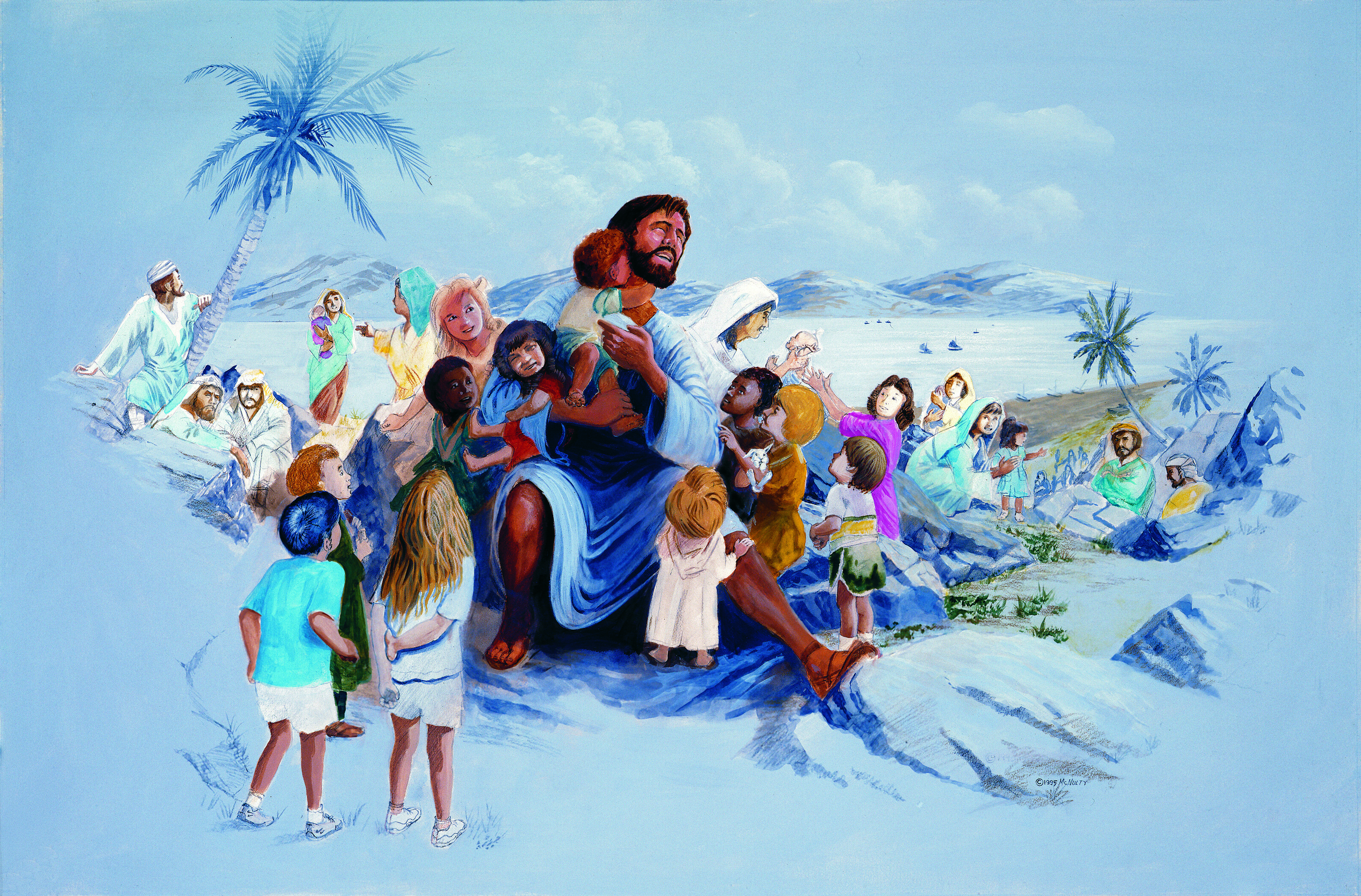 3200x2108 Jesus And The Children Wall Mural