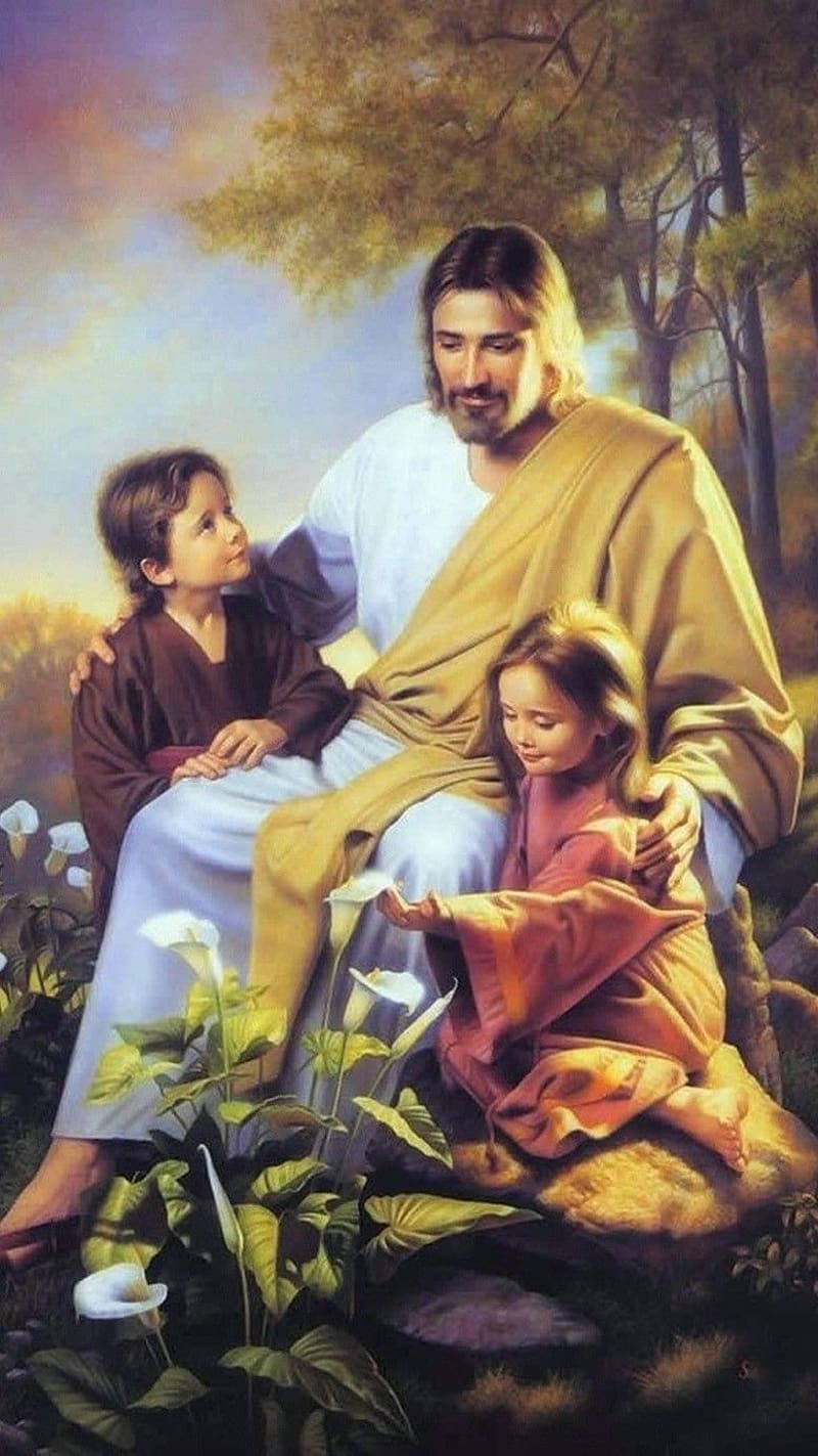 800x1423 Jesus Jesus Christ with children, jesus, jesus christ with children, HD phone wallpaper