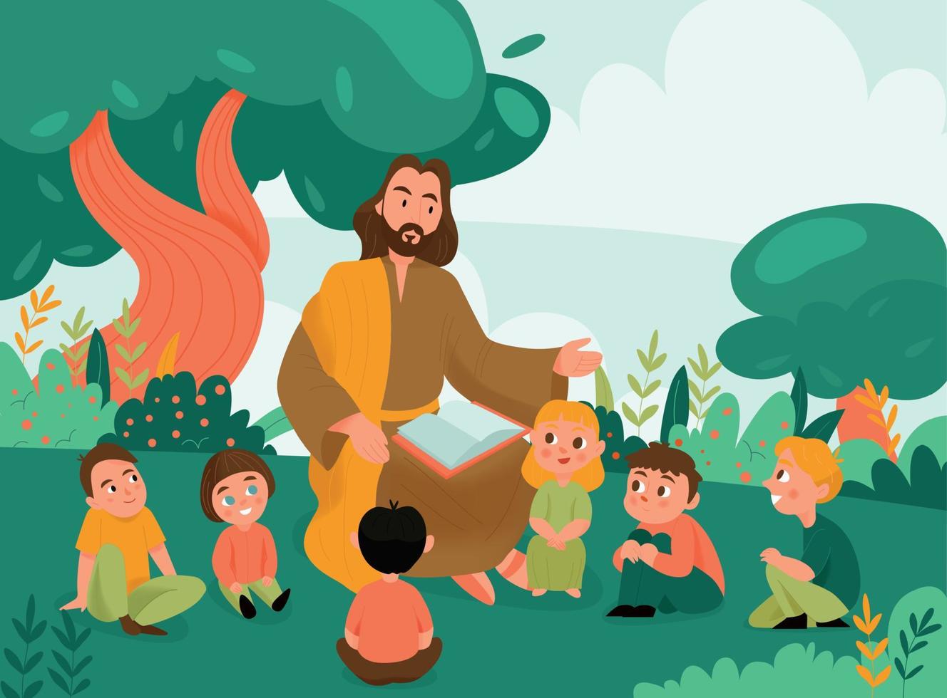1328x980 Jesus Christ And Kids Background