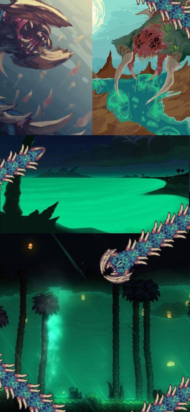 640x1387 Some collage calamity mod sulphuric sea wallpaper i made