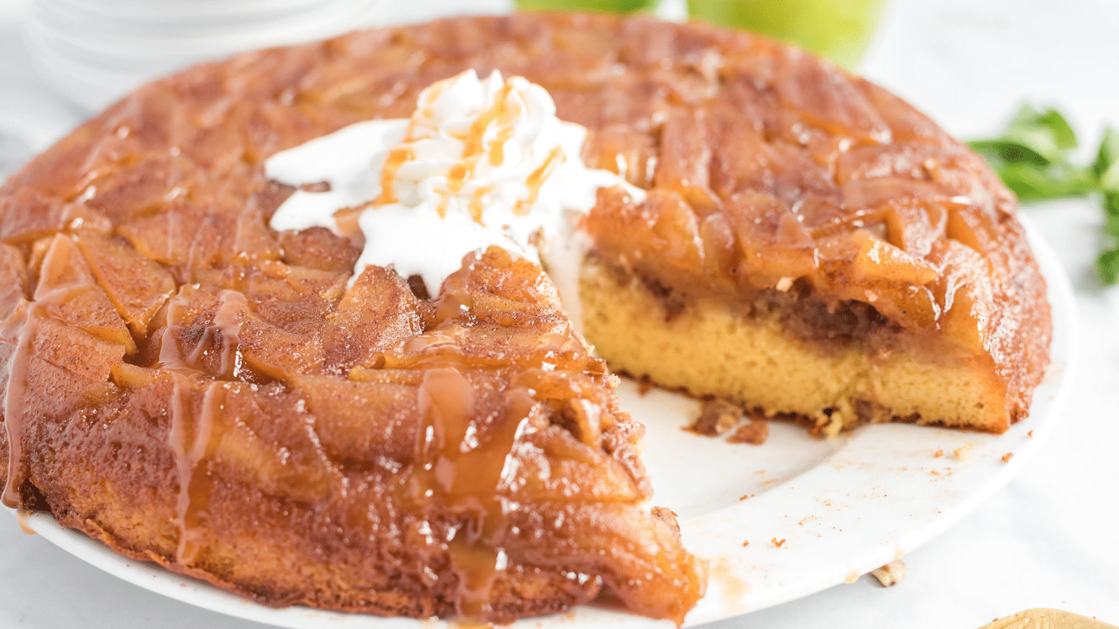 1600x900 The Best Caramel Apple Upside Down Cake Like Home™