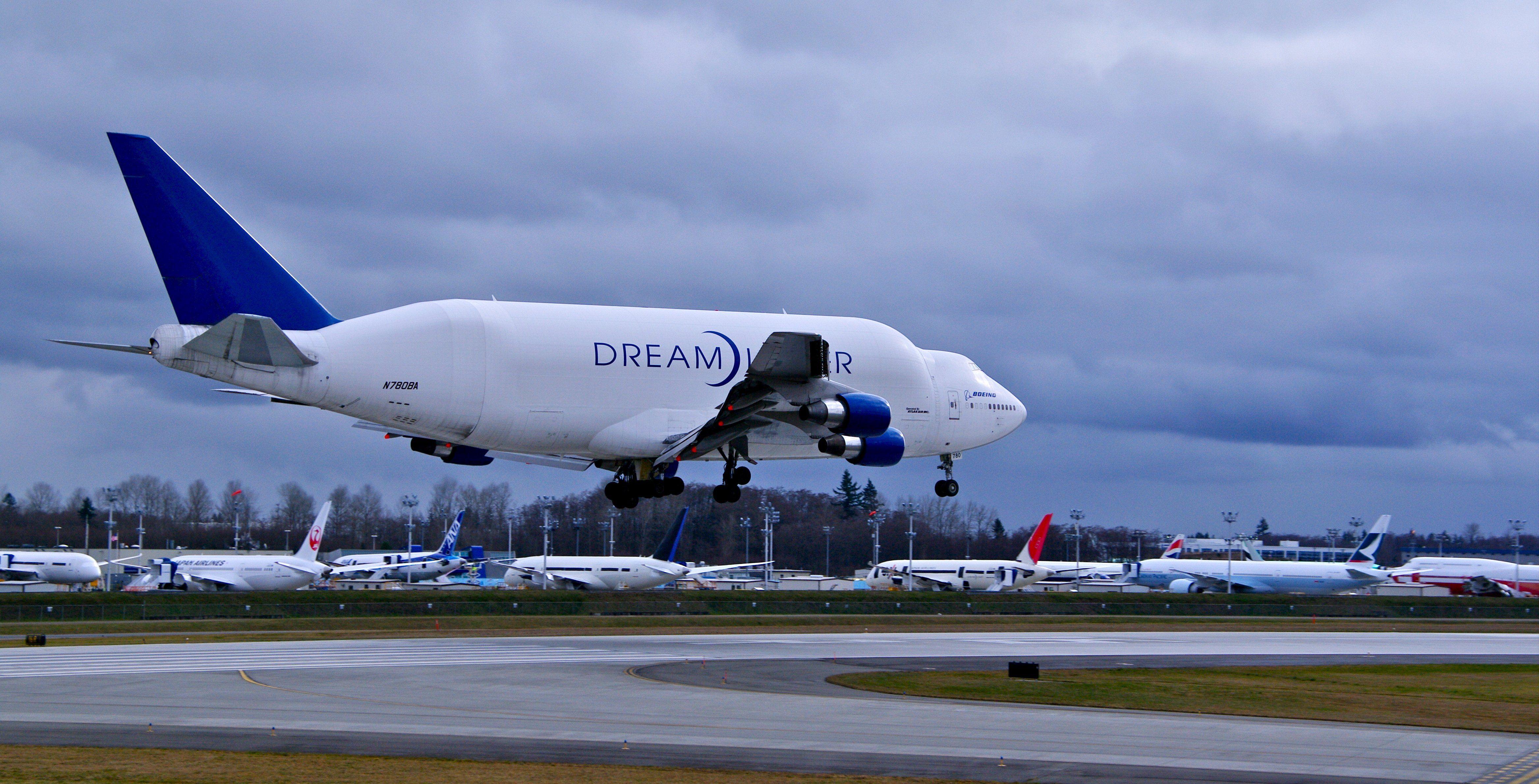 4672x2382 Boeing 747 400 Dreamlifter Aircrafts Airliner Airplane Beluga Cargo Plane Sky Transport Wallpaperx2382