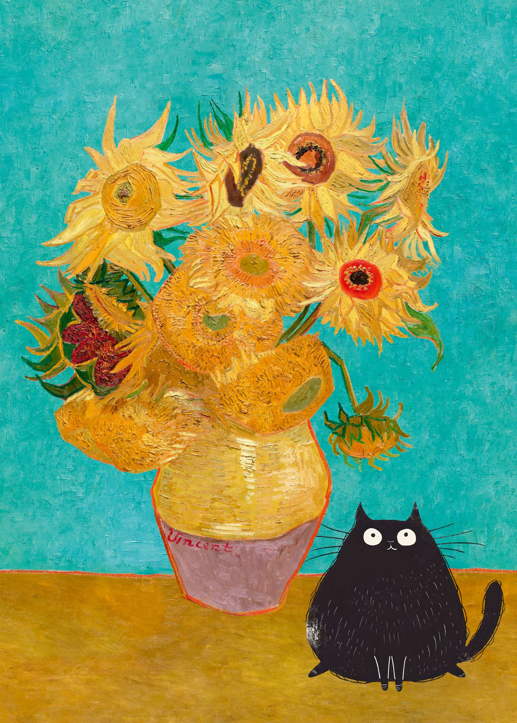 2000x2800 Sunflower Cat Poster