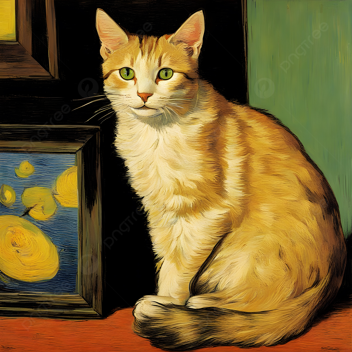 1200x1200 Portrait Of A Cat By Van Gogh, Cat, Cute Cat, Cartoon Cat Background Image And Wallpaper for Free Download