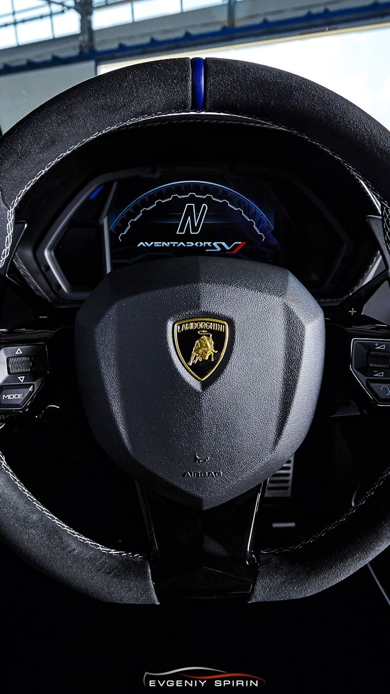 800x1422 Black Lamborghini Inside Steering, black lamborghini, lamborghini steering, inside view of lamborghini, HD phone wallpaper