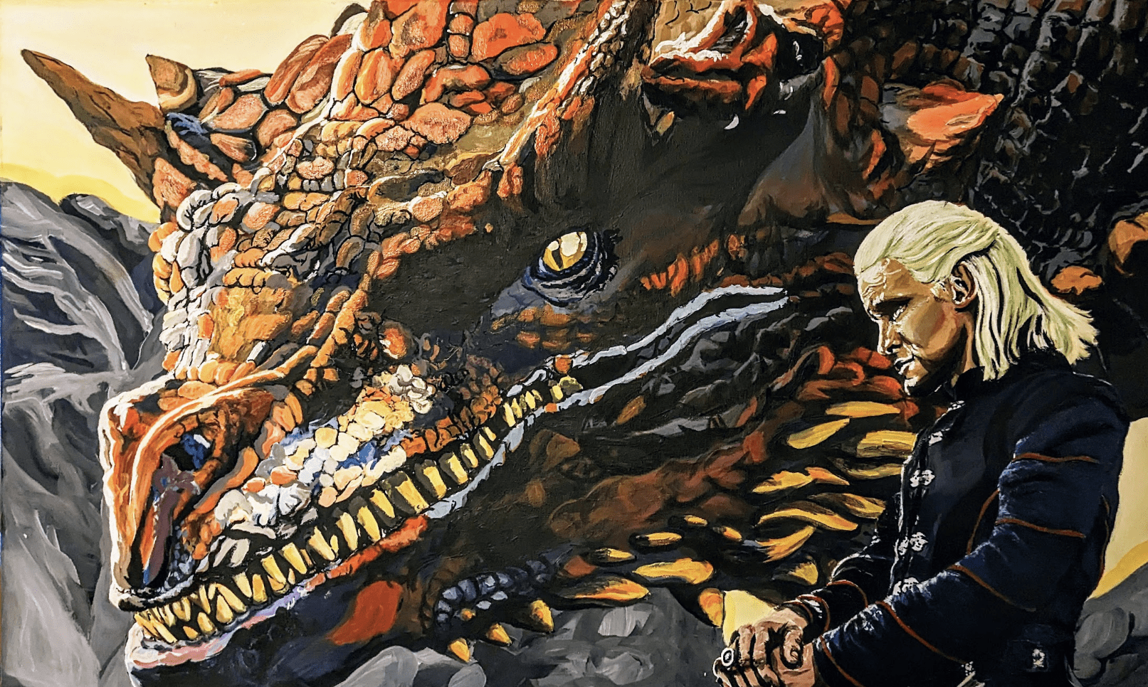 1613x966 hours worth of progress on my Daemon & Caraxes painting, and still more to do! acrylic, 24x36