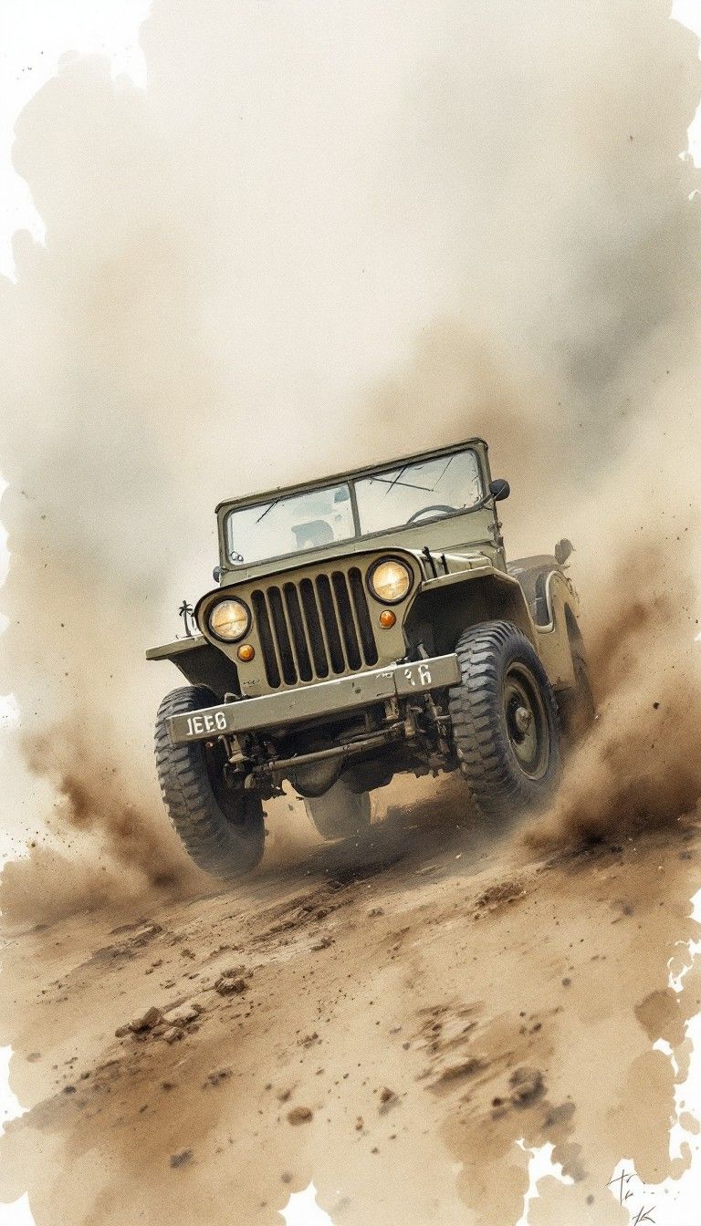 768x1344 Download Moonlit Military Jeep Image, Military, Vintage