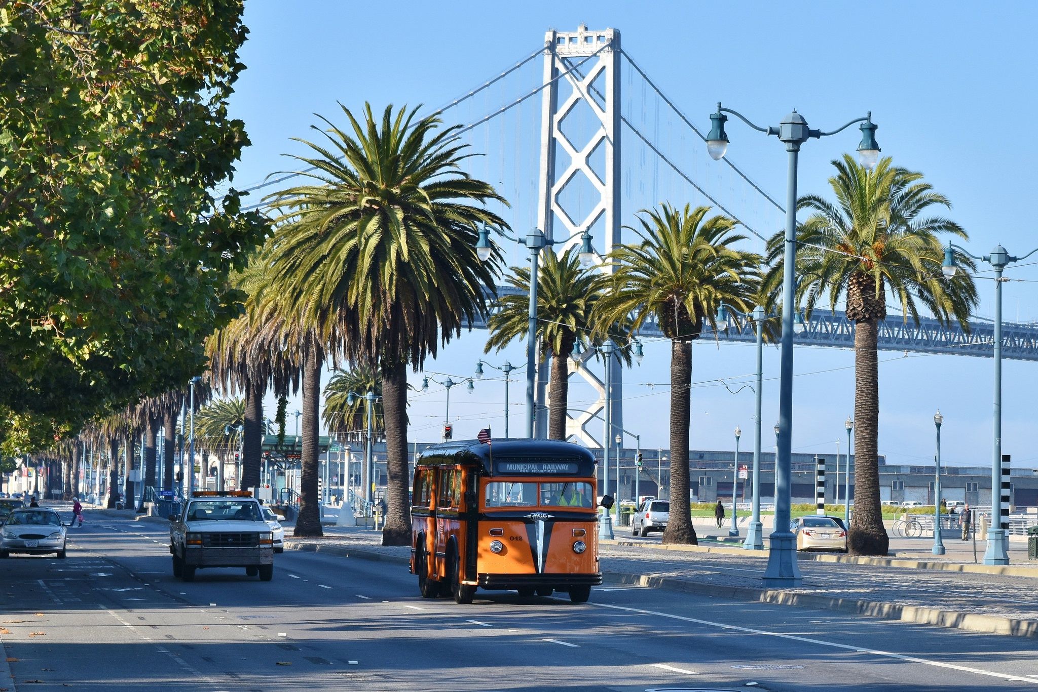 2048x1367 Wallpaper palm trees, street, bridge, San Francisco, the city, car for mobile and desktop, section город, resolution 2048x1367