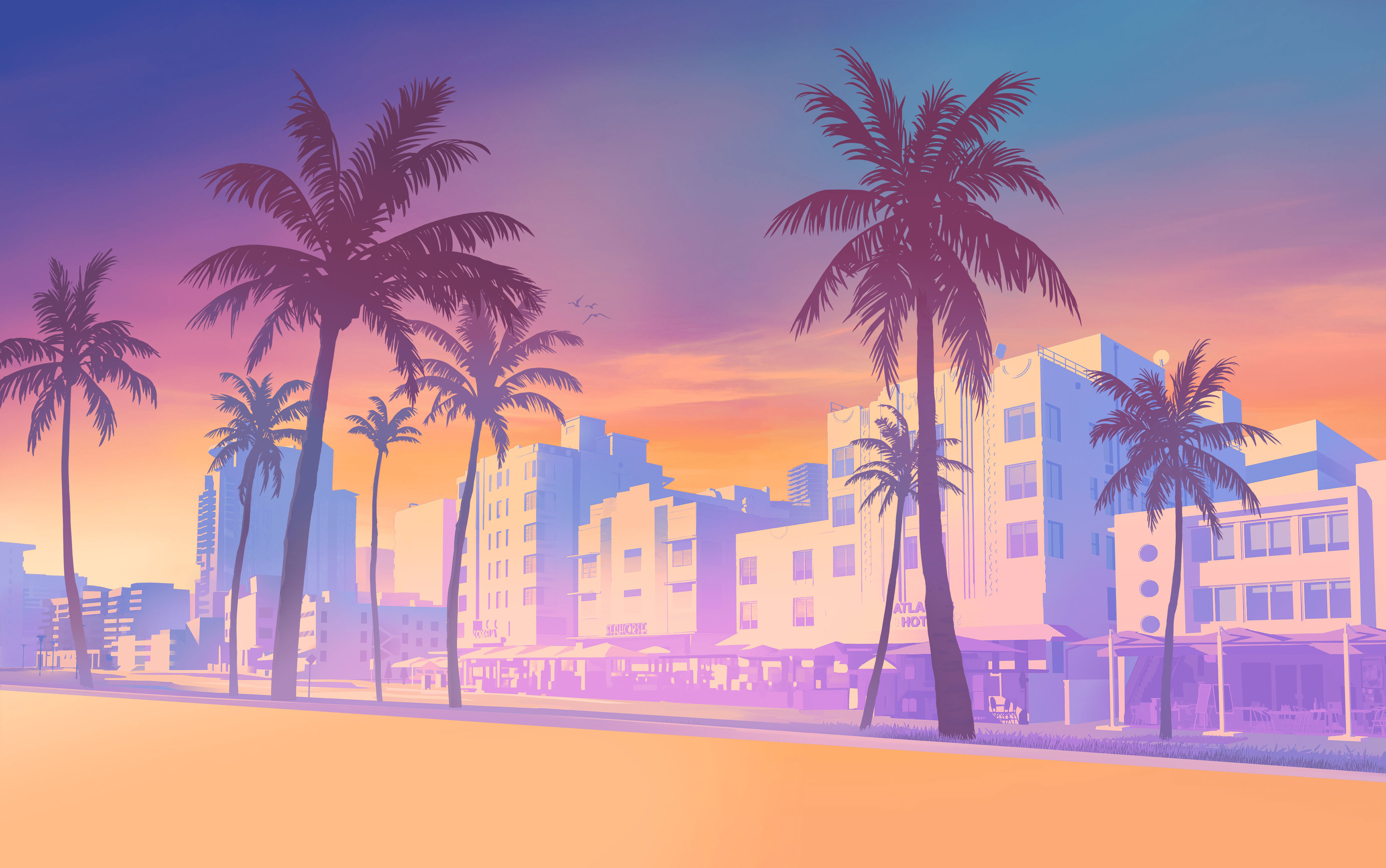 4161x2607 Rockstar Games Official Street Artwork (Trees And Background)