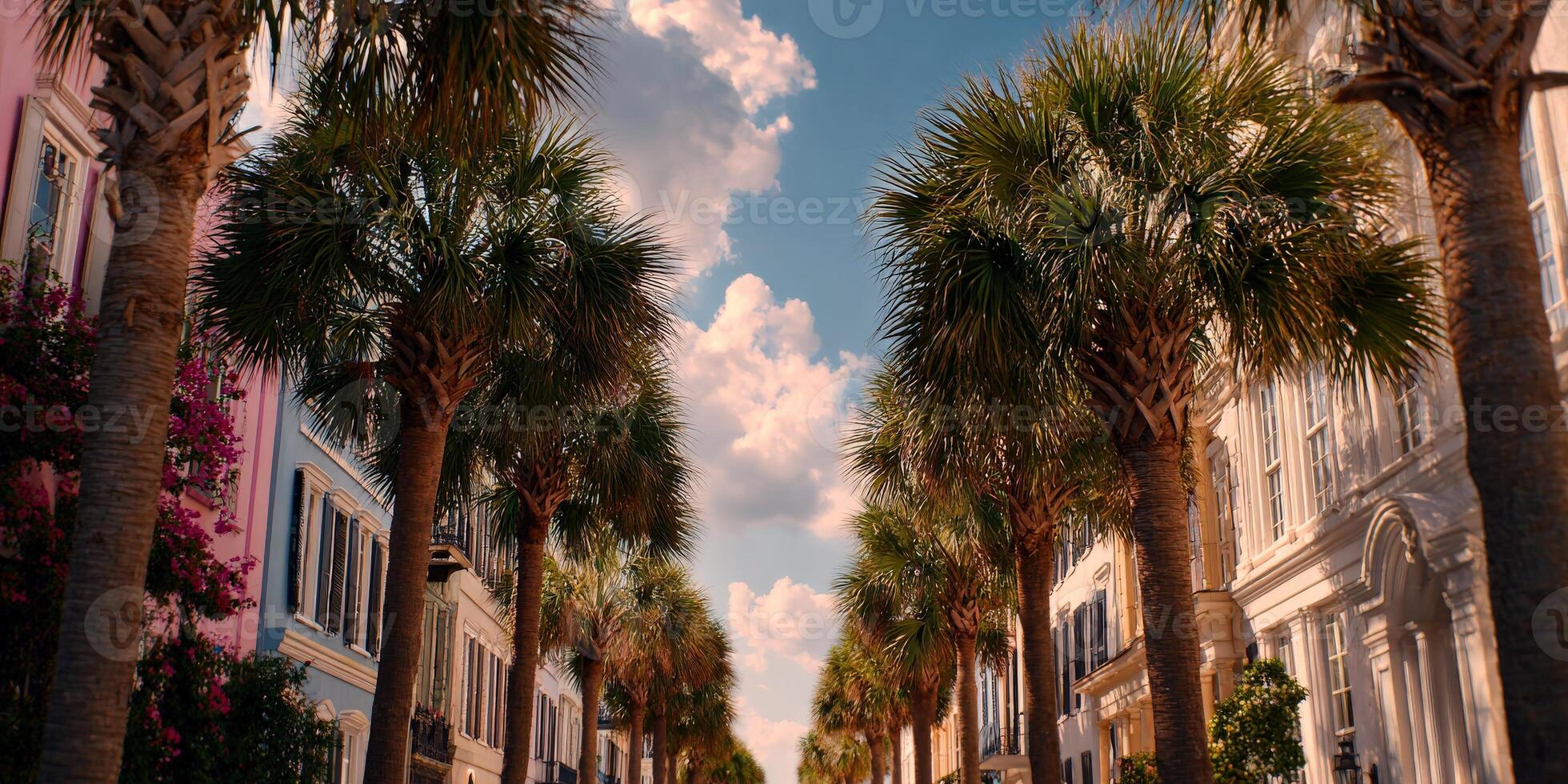 1960x980 Rainbow row, charleston with palm trees
