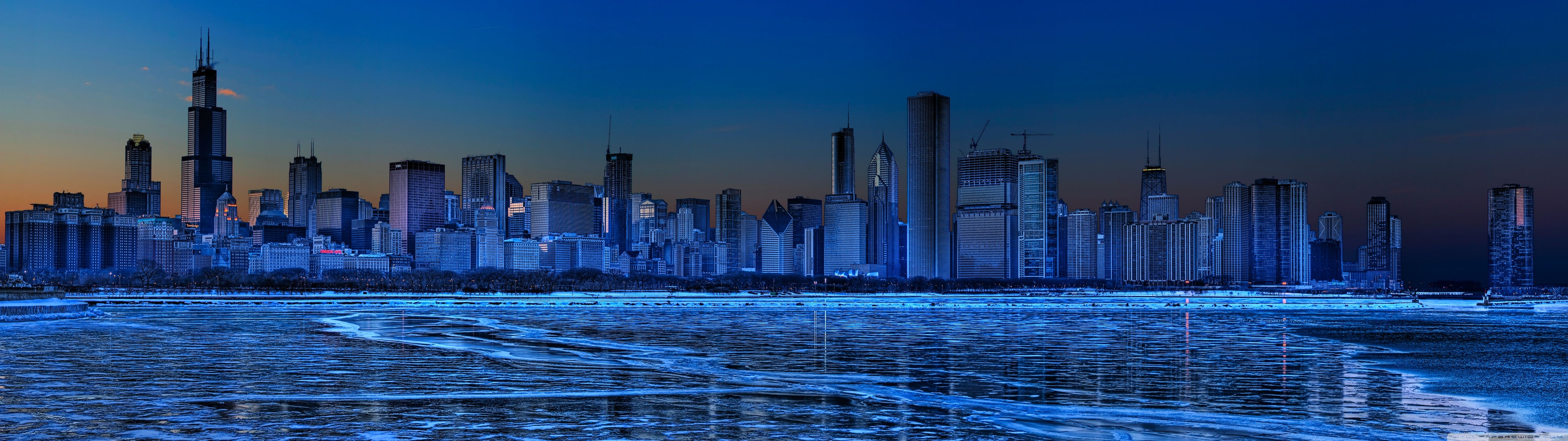 5120x1440 Chicago Skyline 4K UHD Wallpaper for UltraHD Desktop and TV : Dual Monitor : Smartphone and Tablet Devices