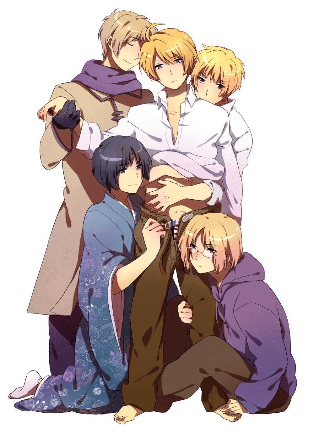 1000x1382 japan, america, united kingdom, russia, and canada (axis powers hetalia) drawn