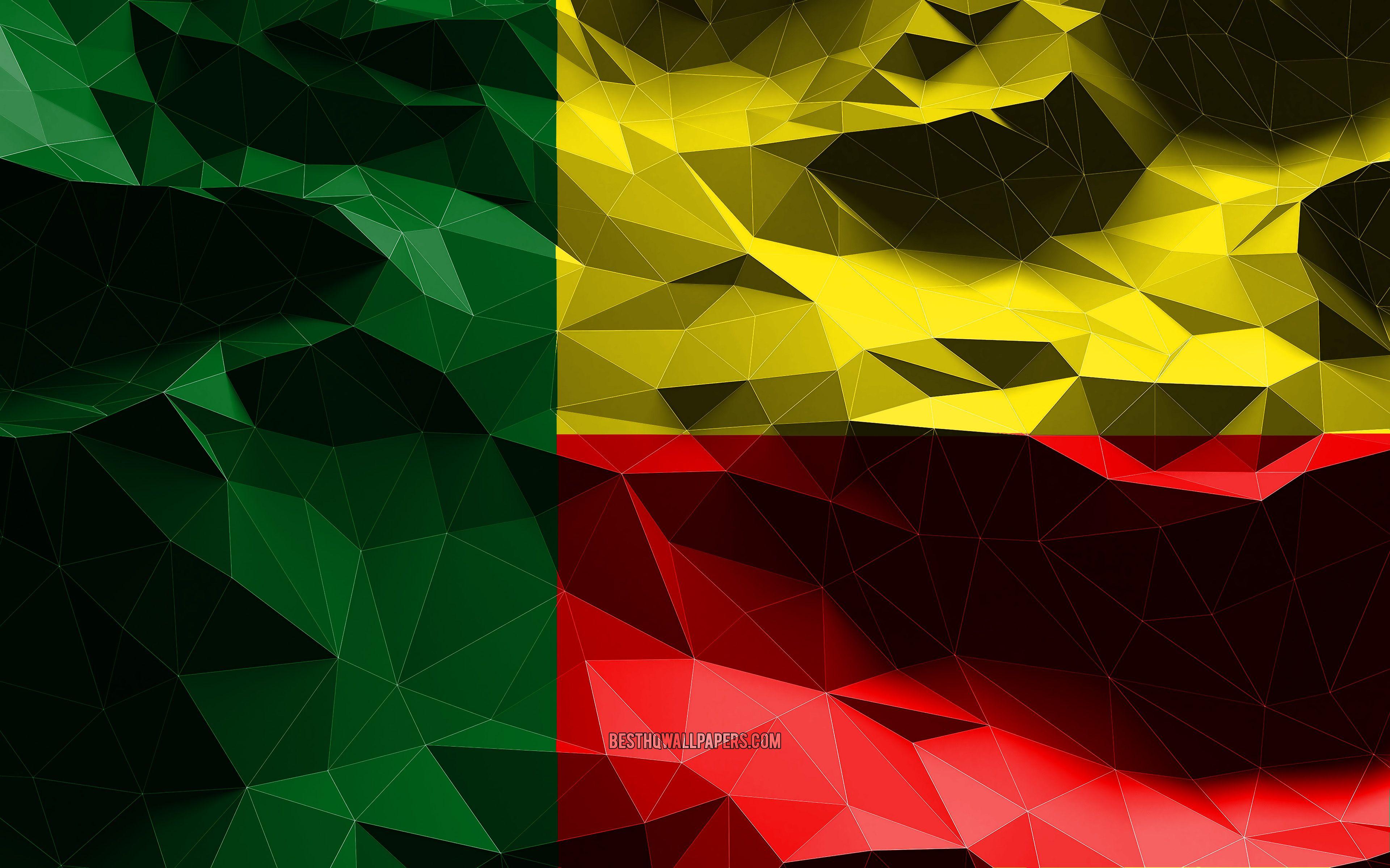 3840x2400 Download wallpaper 4k, Benin flag, low poly art, African countries, national symbols, Flag of Benin, 3D flags, Benin, Africa, Benin 3D flag for desktop with resolution 3840x2400. High Quality HD picture wallpaper