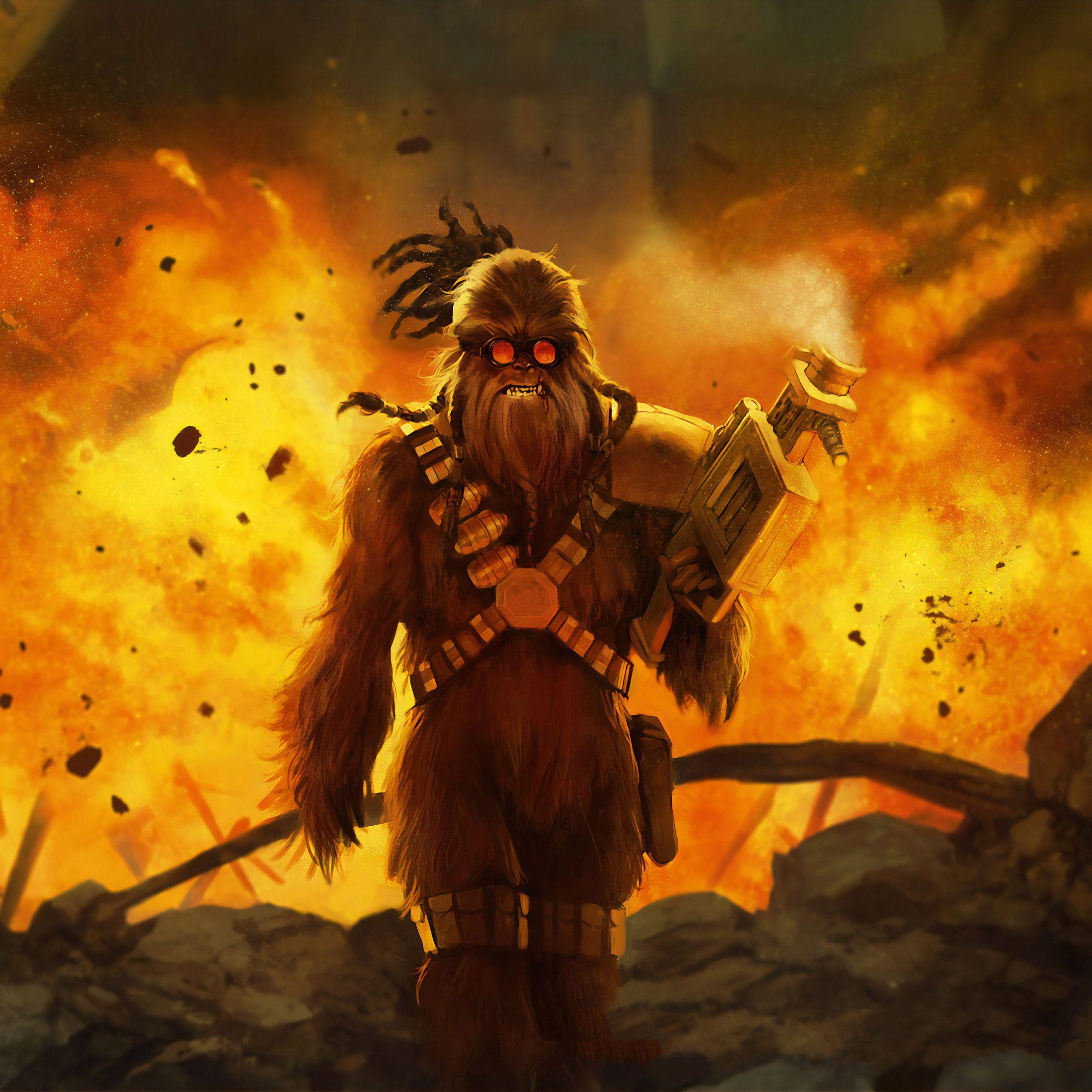 2248x2248 Download Chewbacca, soldier, Star Wars, art wallpaper, 2248x iPad Air, iPad Air iPad iPad iPad mini iPad mini 3