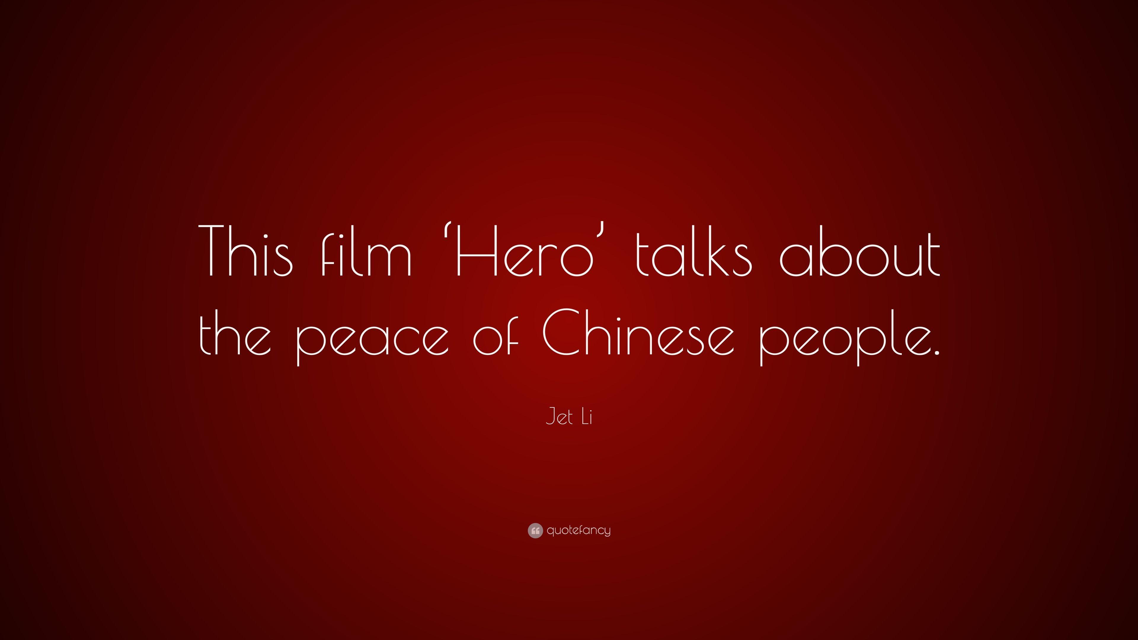 3840x2160 Jet Li Quote: “This film 'Hero' talks about the peace of Chinese