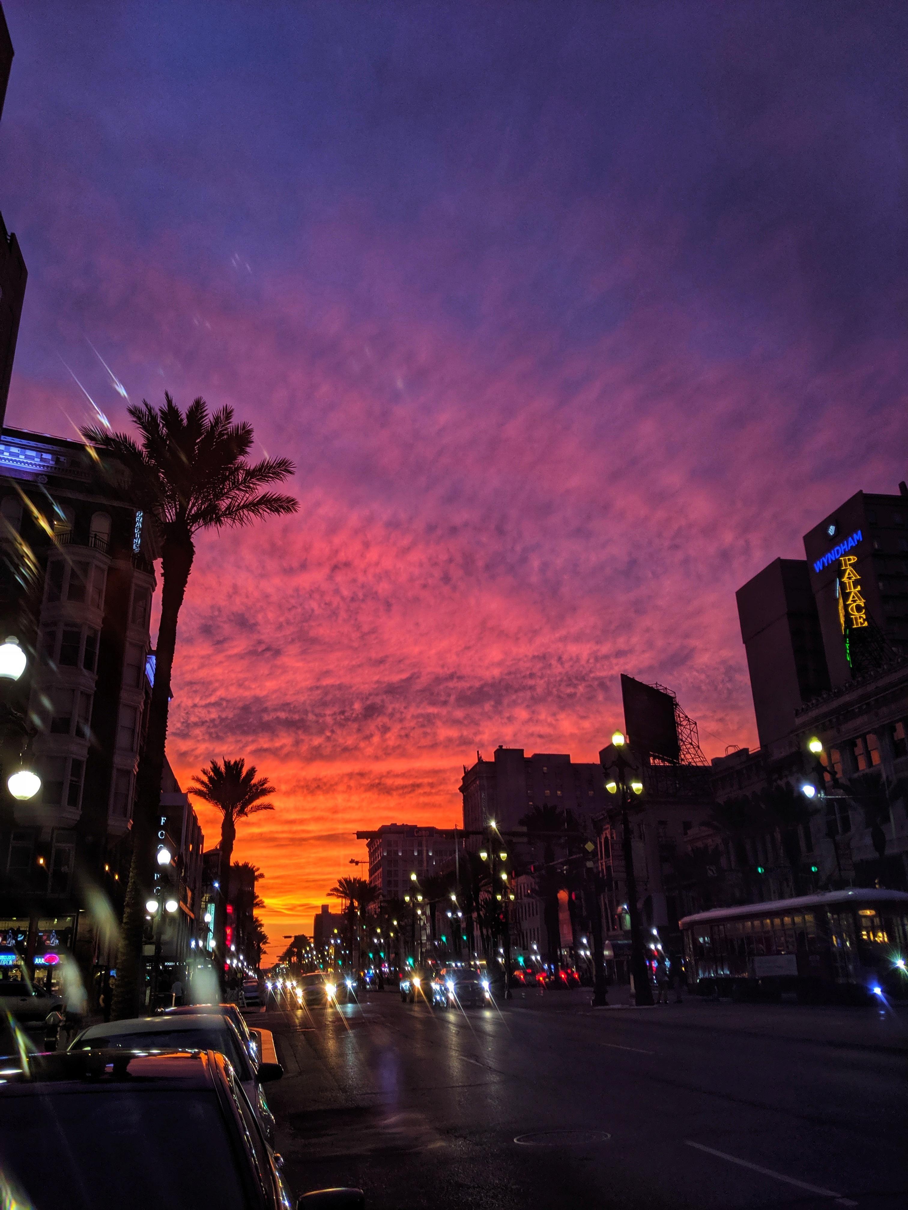 3024x4032 ITAP of a sunset on Canal Street just outside the French Quarter. by brandonnavi. .. . #photos #amazingworld #worl. Sky aesthetic, Street pics, Sunset wallpaper