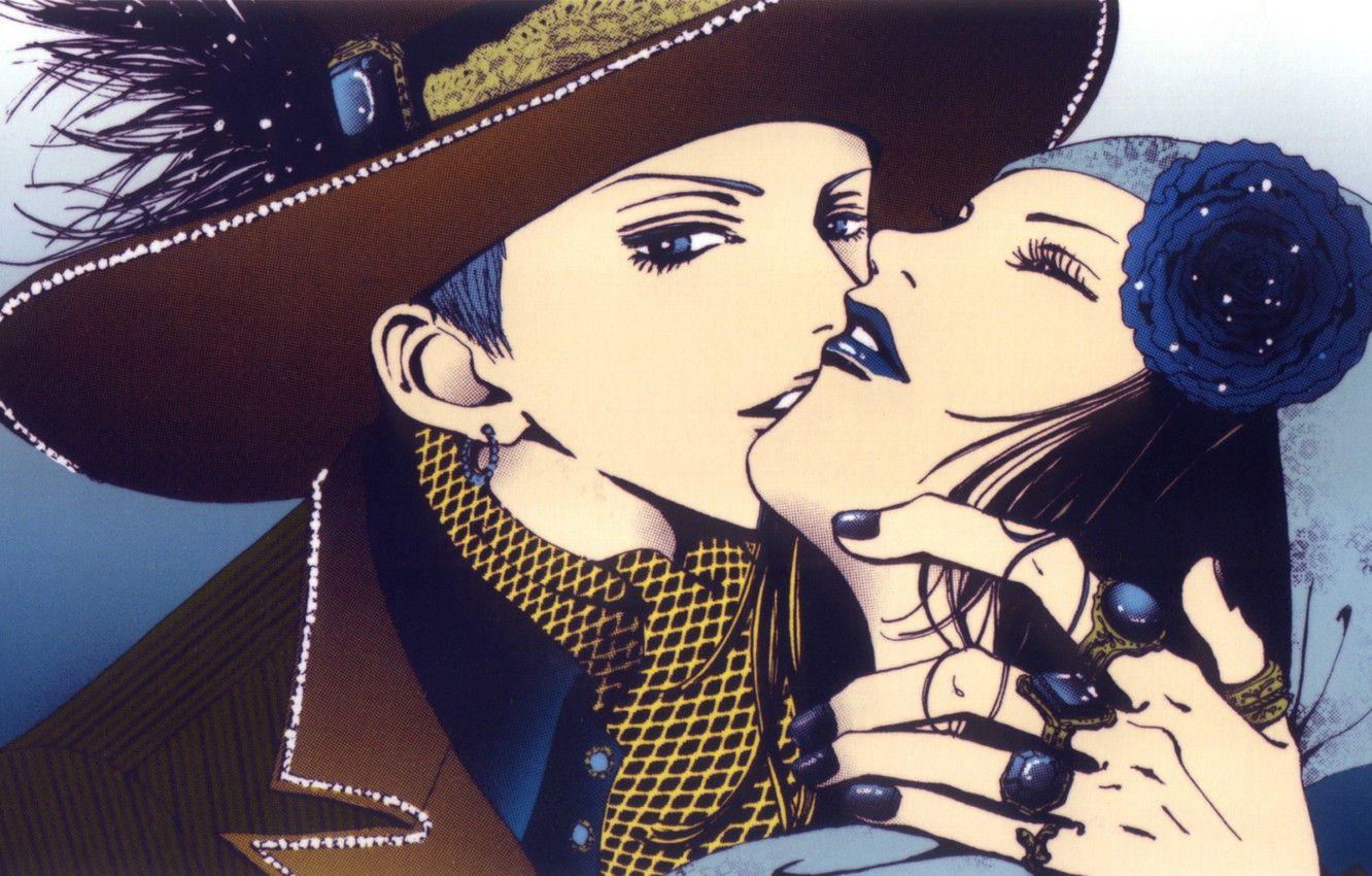 1332x850 Photo Wallpaper Kiss, Hat, Two, Art, Ai Yazawa, Paradise Kiss Ai Yazawa Art Wallpaper & Background Download